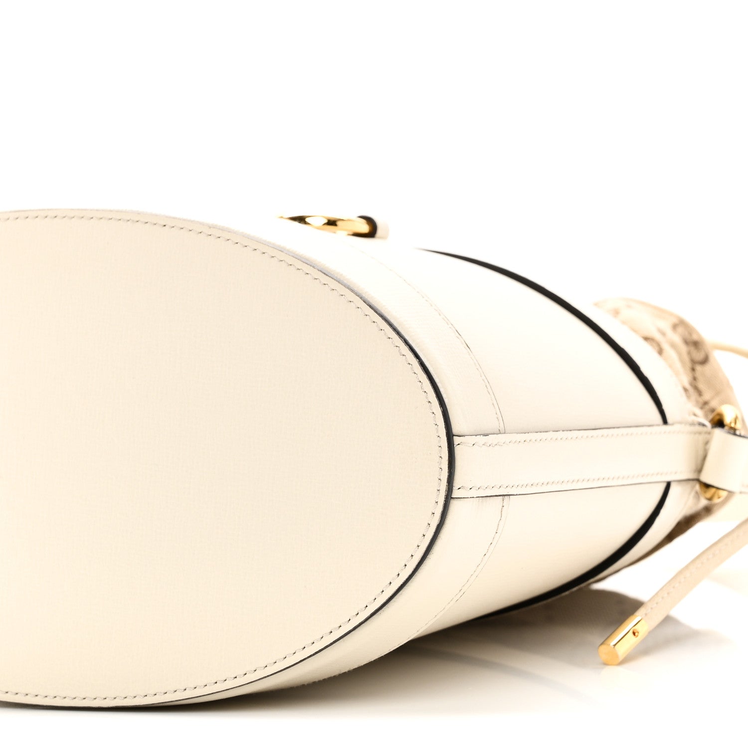 Monogram Textured Calfskin Horsebit 1955 Drawstring Bucket Bag Beige Mystic White