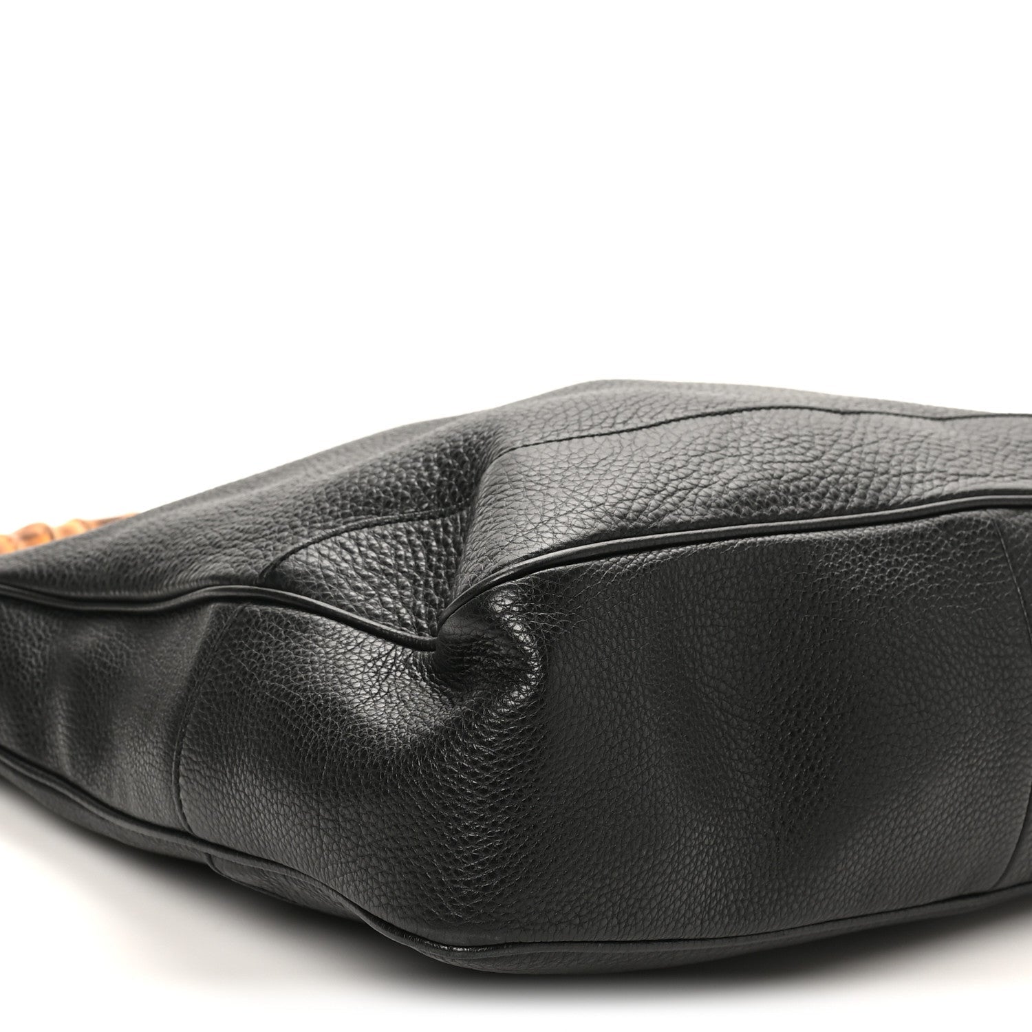 Pebbled Calfskin Medium Diana Bamboo Shoulder Bag Black