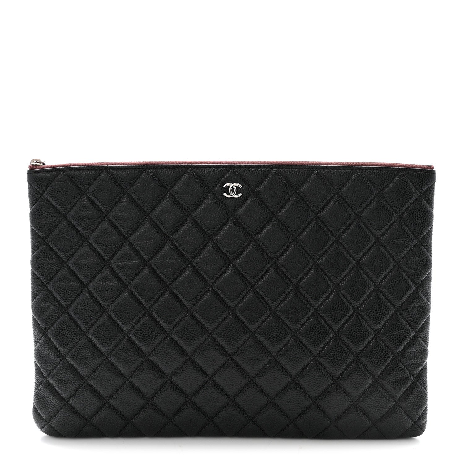 Caviar Quilted Large Cosmetic Case Black