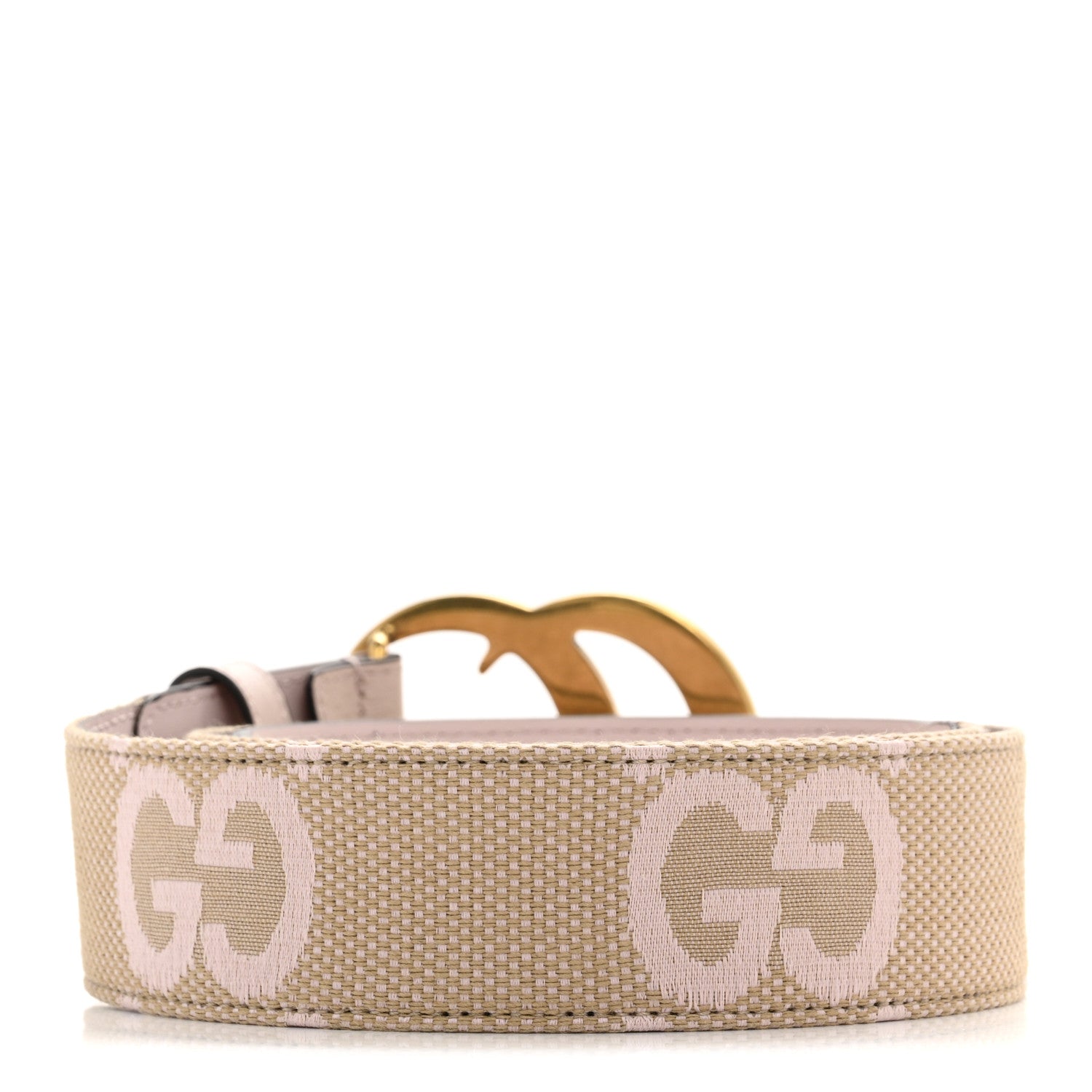 Monogram Jumbo GG Textured Dollar Calfskin Double G 40mm Belt 80 32 Camel Pink