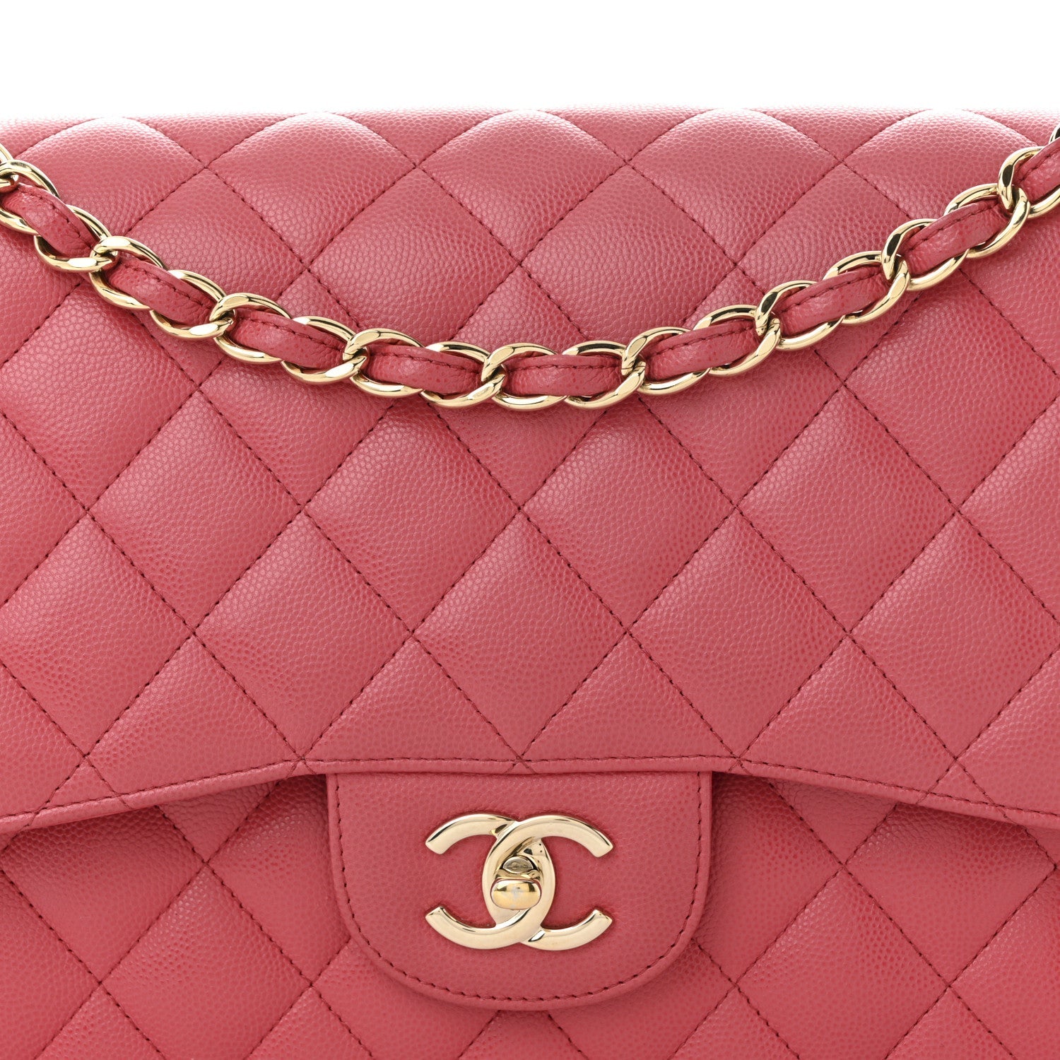 Caviar Quilted Jumbo Double Flap Pink