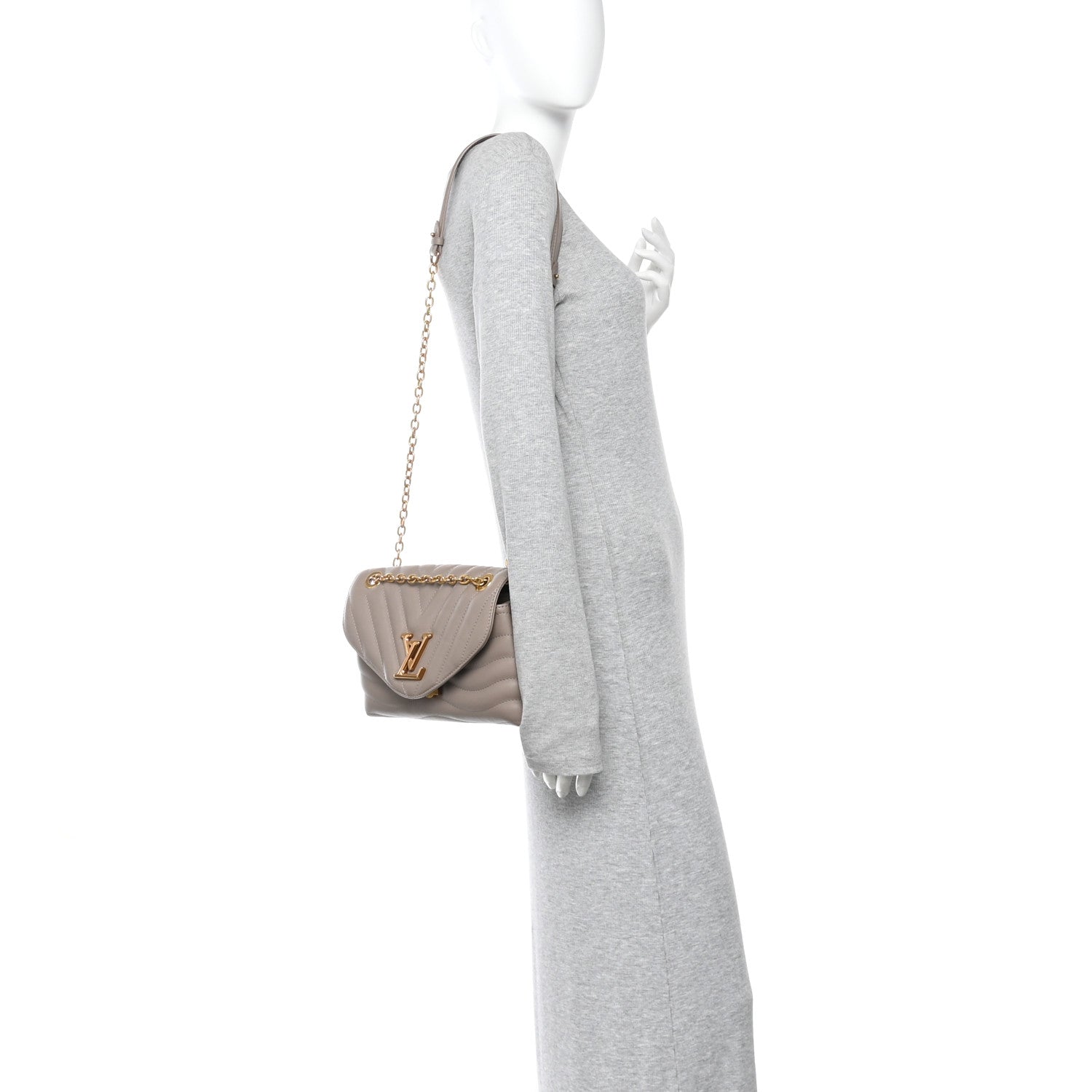 Calfskin LV New Wave Chain Bag Taupe