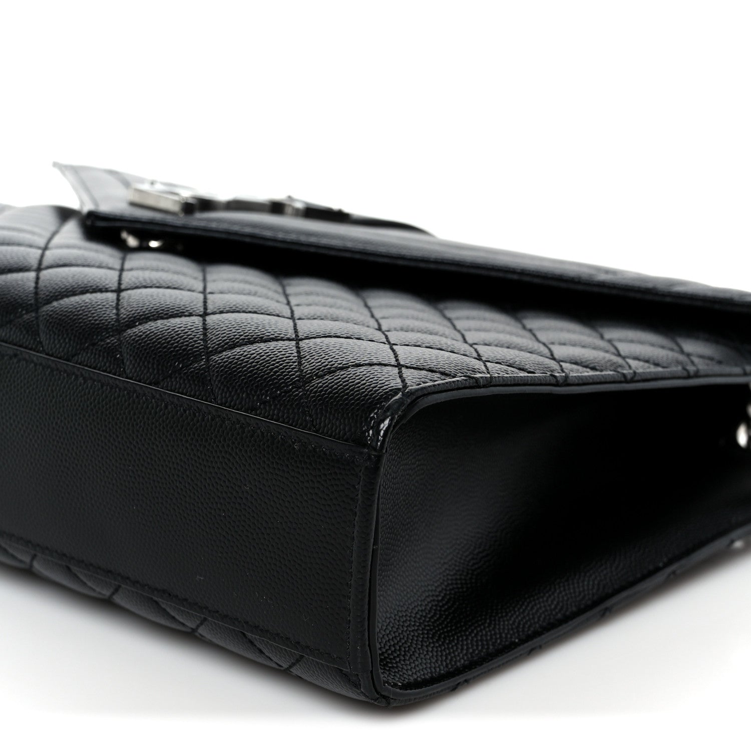 Grain De Poudre Textured Mixed Matelasse Large Triquilt Monogram Satchel Black