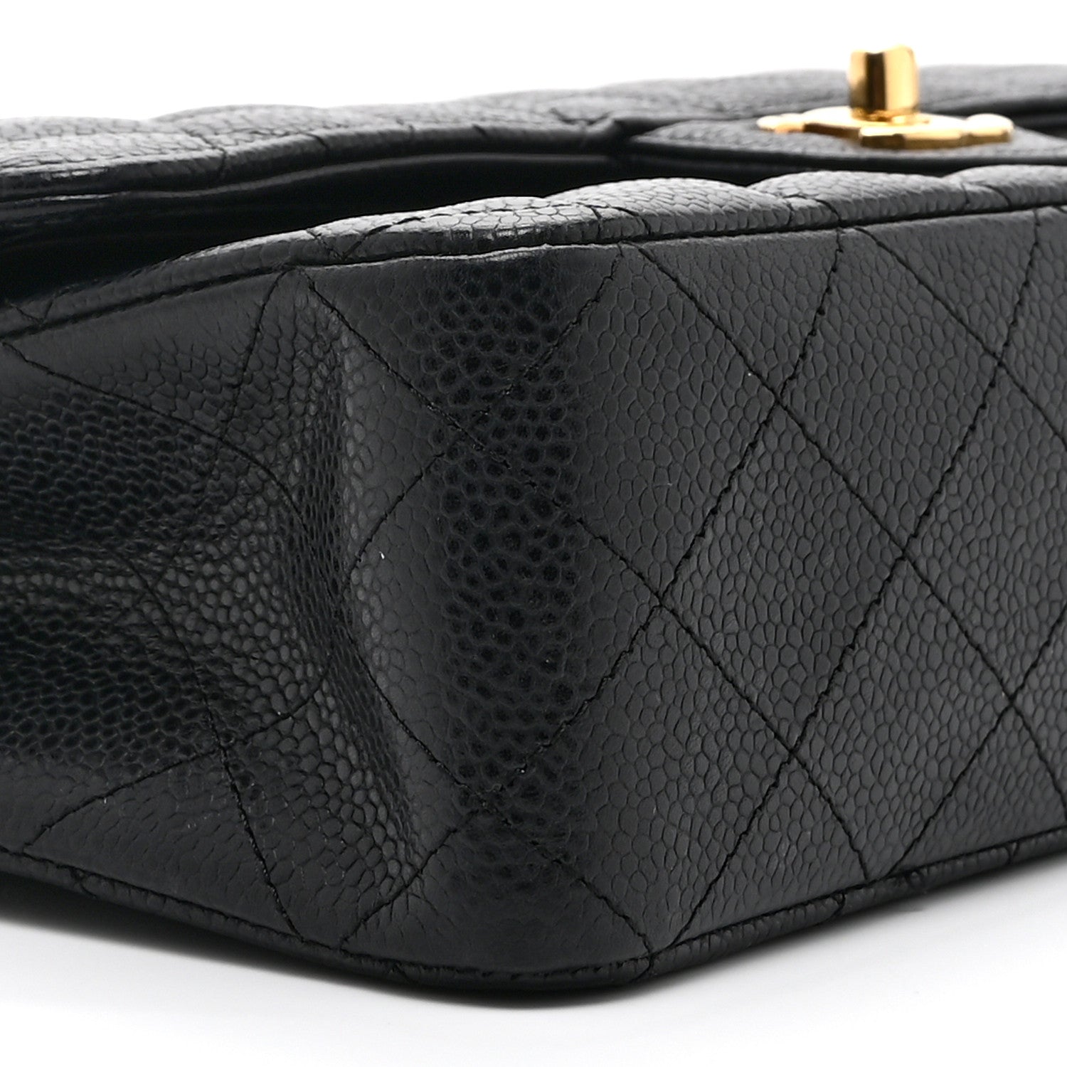 Caviar Quilted Medium Double Flap Black