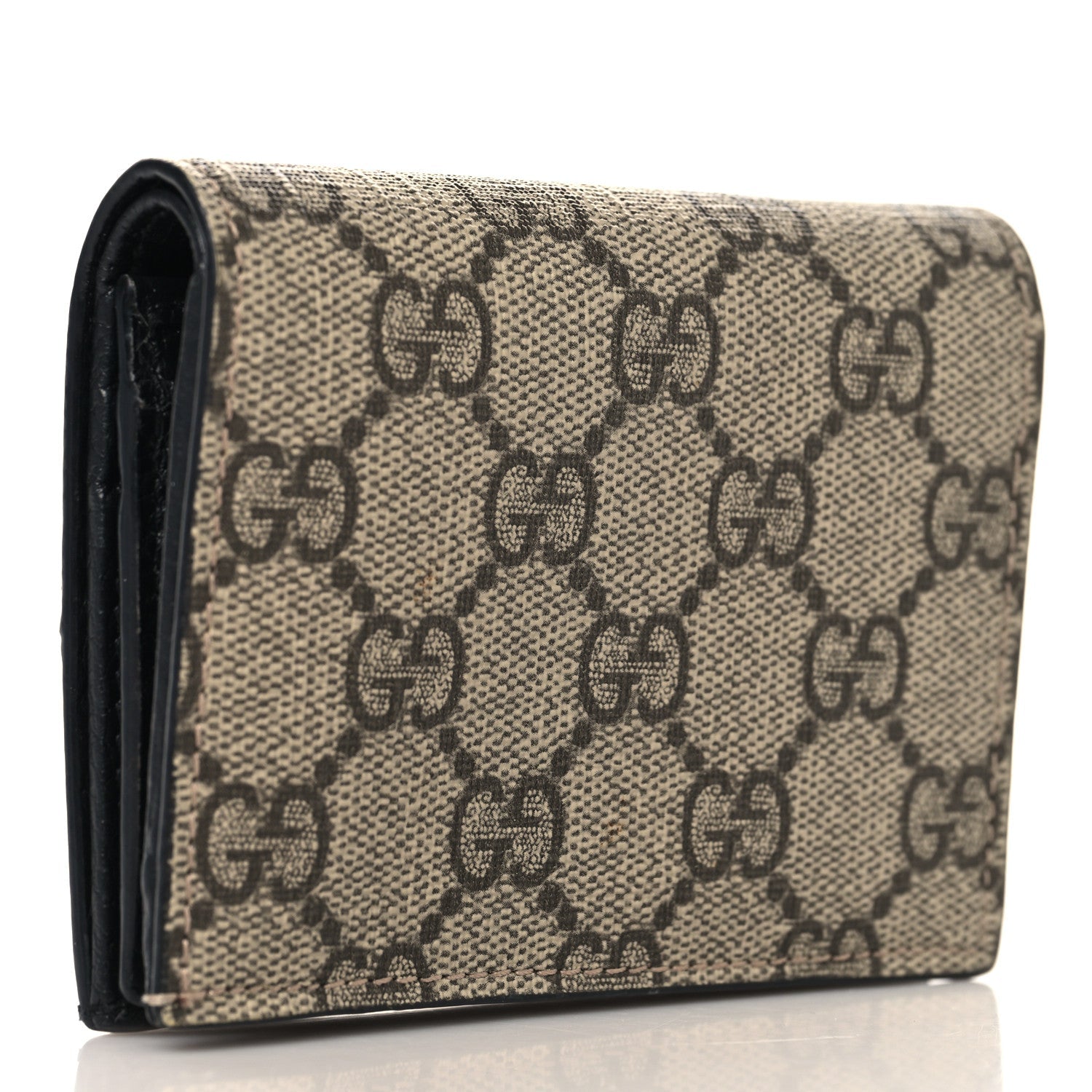 Dollar Calfskin GG Supreme Monogram GG Marmont Card Case Black Beige Ebony