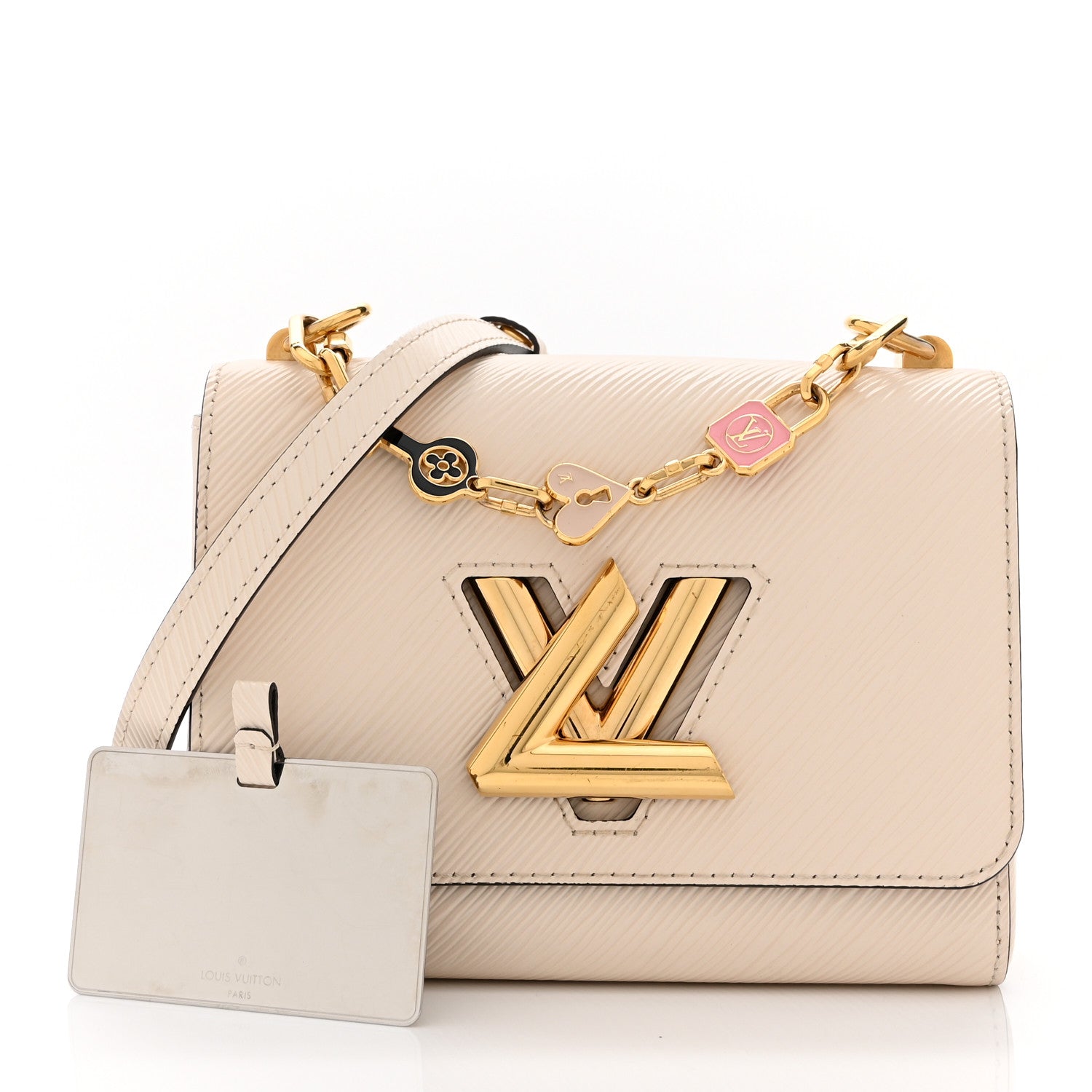 Epi Twist Bi-Color Chain Shoulder Bag PM Quartz White