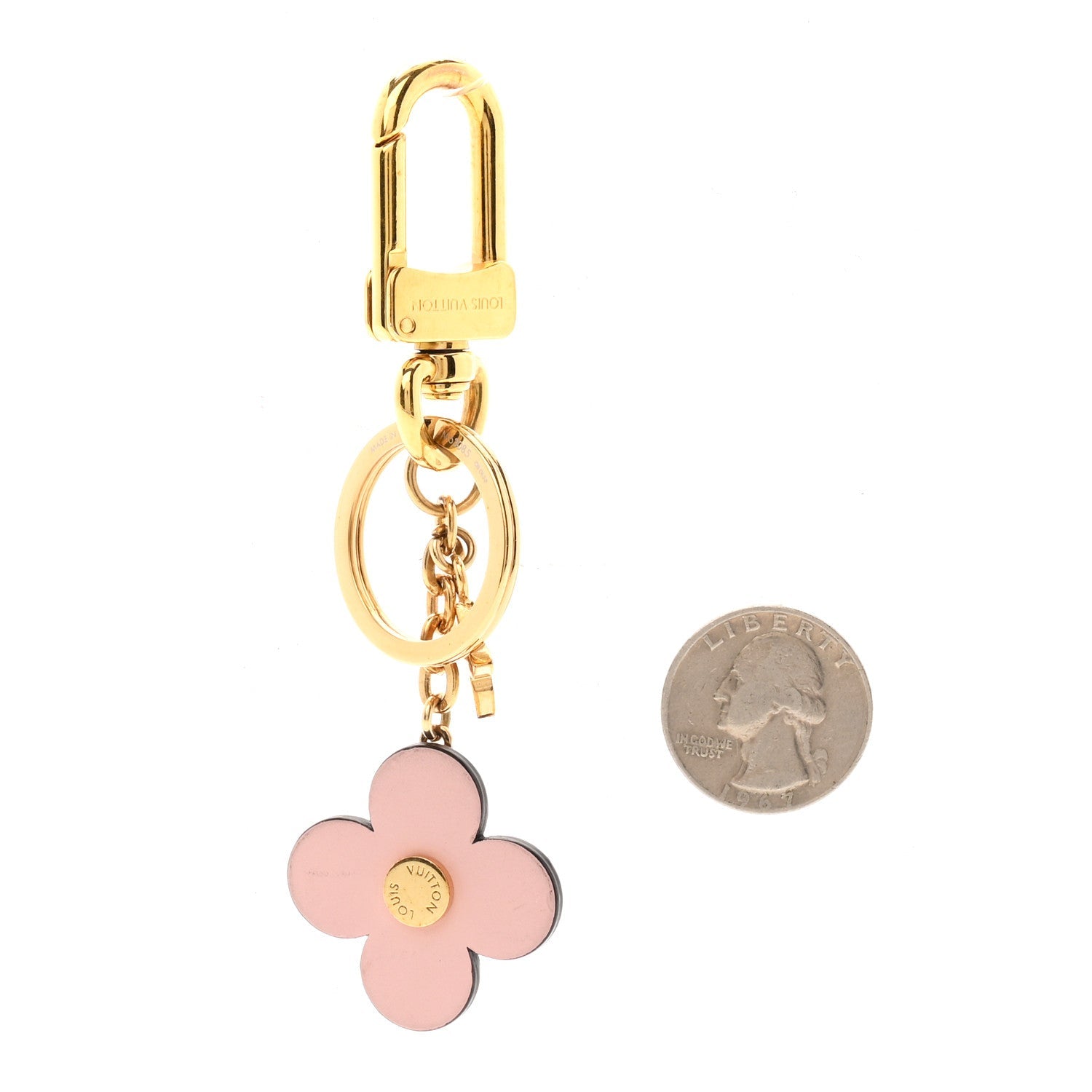 Monogram Blooming Flowers BB Bag Charm Key Holder Pink