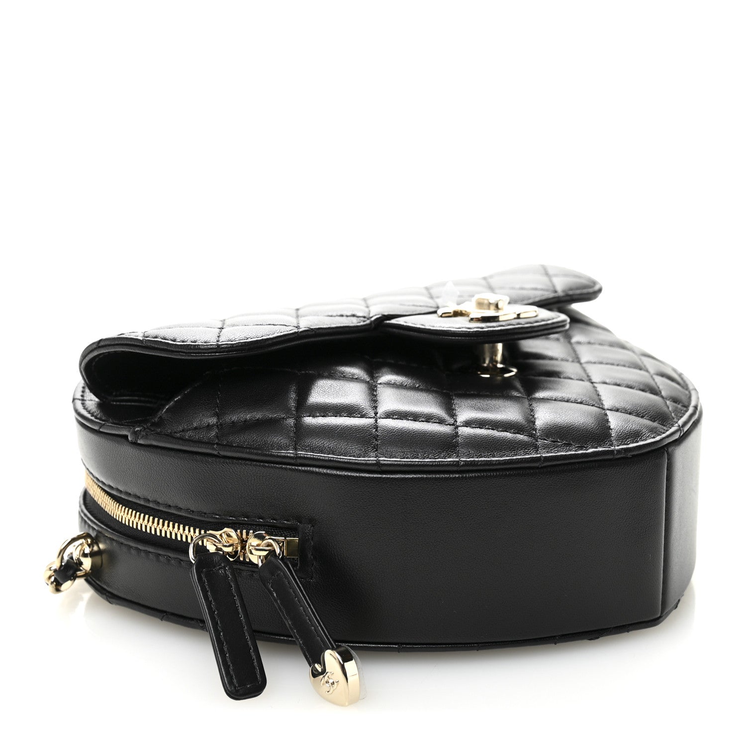 Lambskin Quilted Large CC In Love Heart Bag Black
