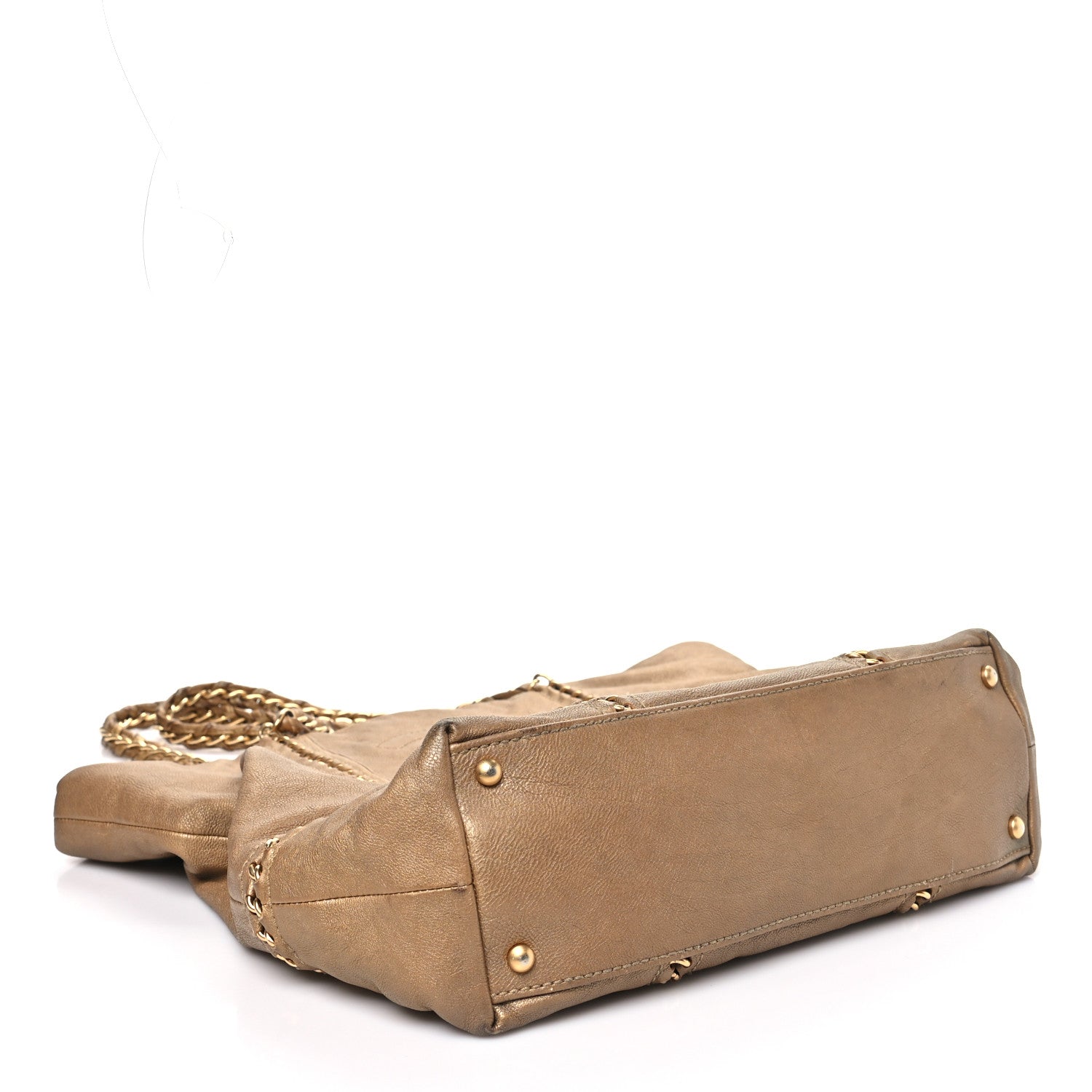 Metallic Calfskin Luxe Ligne Tote Gold