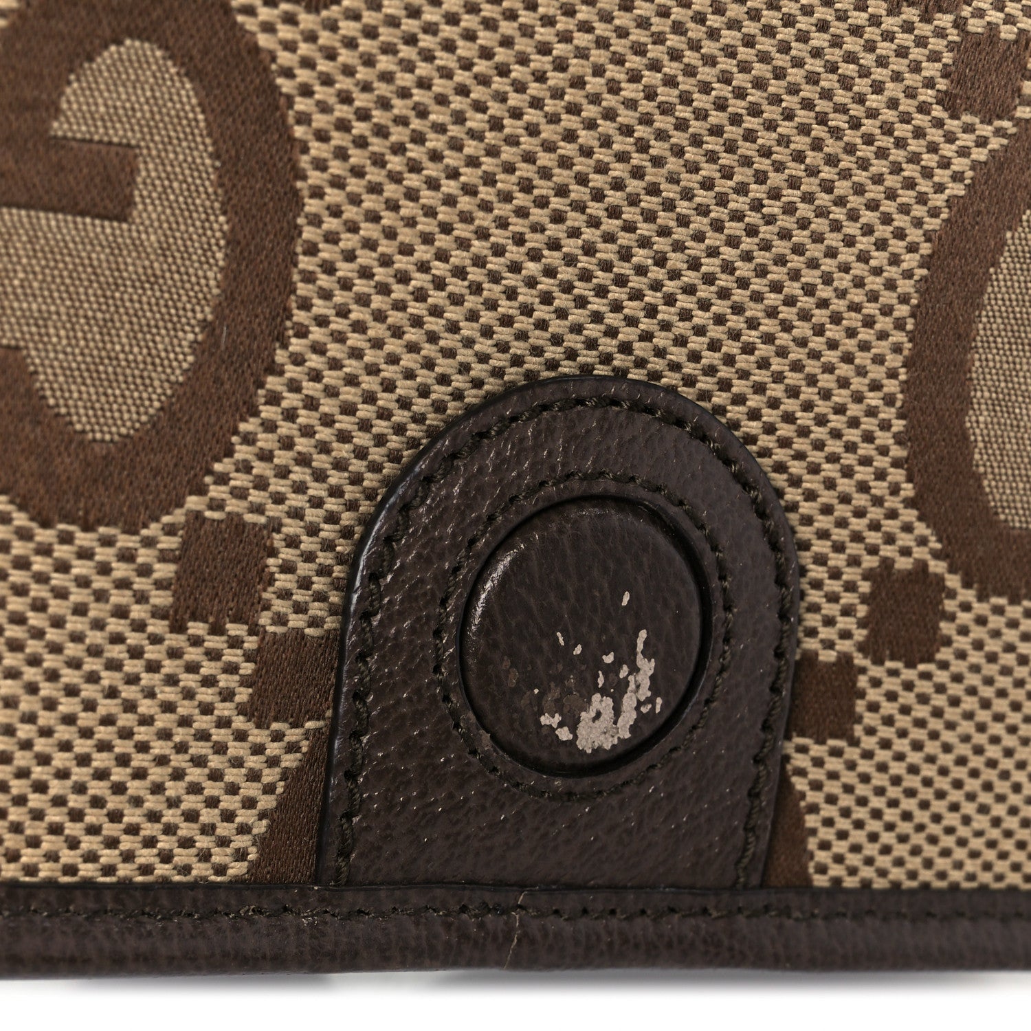Monogram Jumbo GG Textured Dollar Calfskin Web Flap Messenger Bag Beige Ebony New Acero