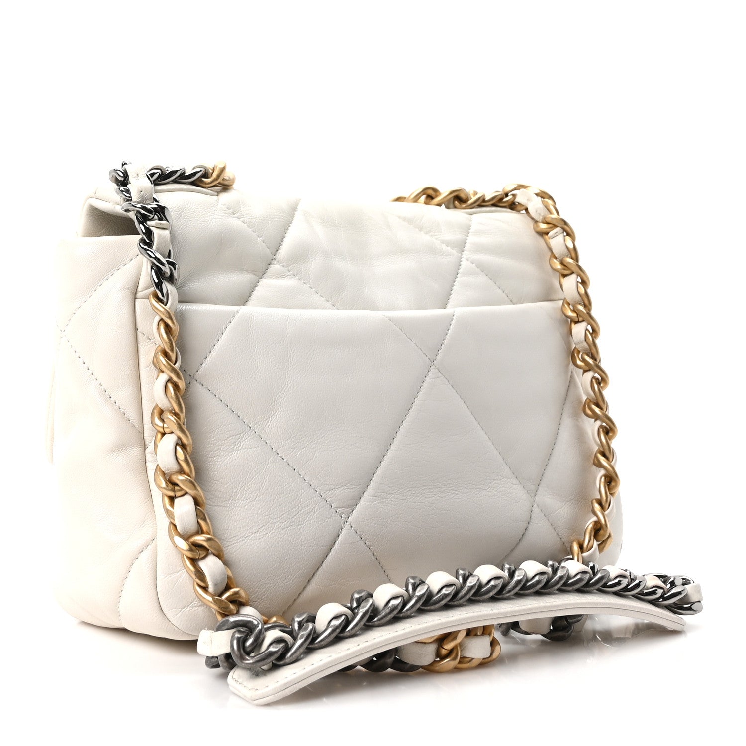 Goatskin Quilted Medium Chanel 19 Flap White