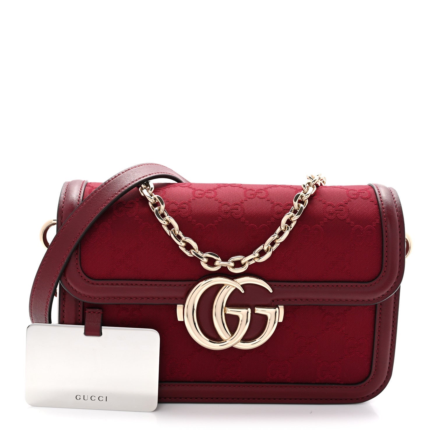 Crepe Wool Silk GG Monogram Go Small Shoulder Bag Rosso Ancora