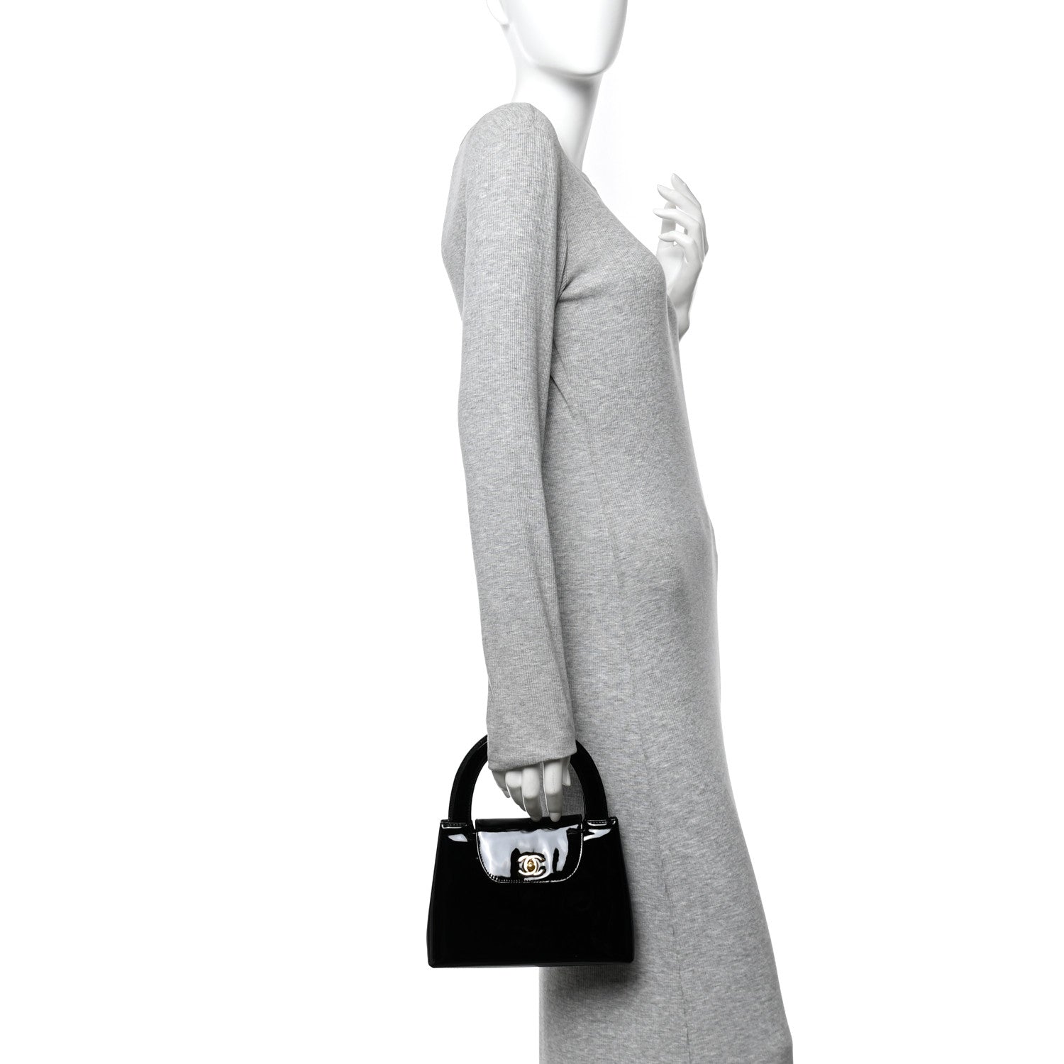 Patent Small Kelly Flap Bag Black