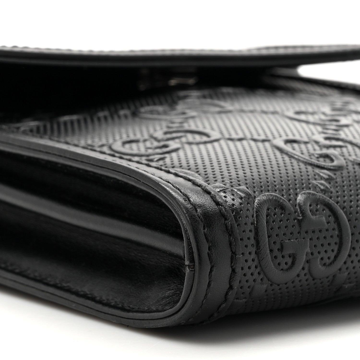 Calfskin GG Tennis Embossed Messenger Bag Black
