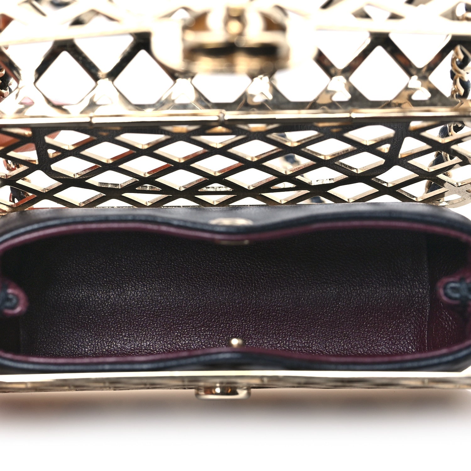 Metal Quilted Mini Rectangular Flap Gold