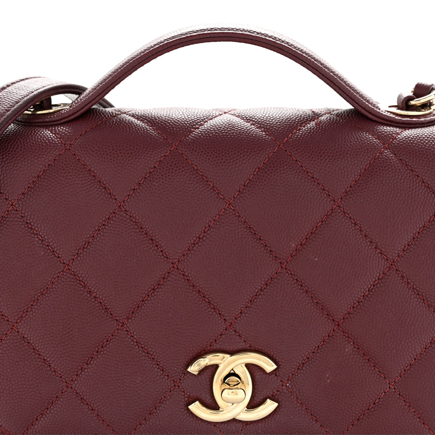 Caviar Quilted Small Business Affinity Flap Burgundy
