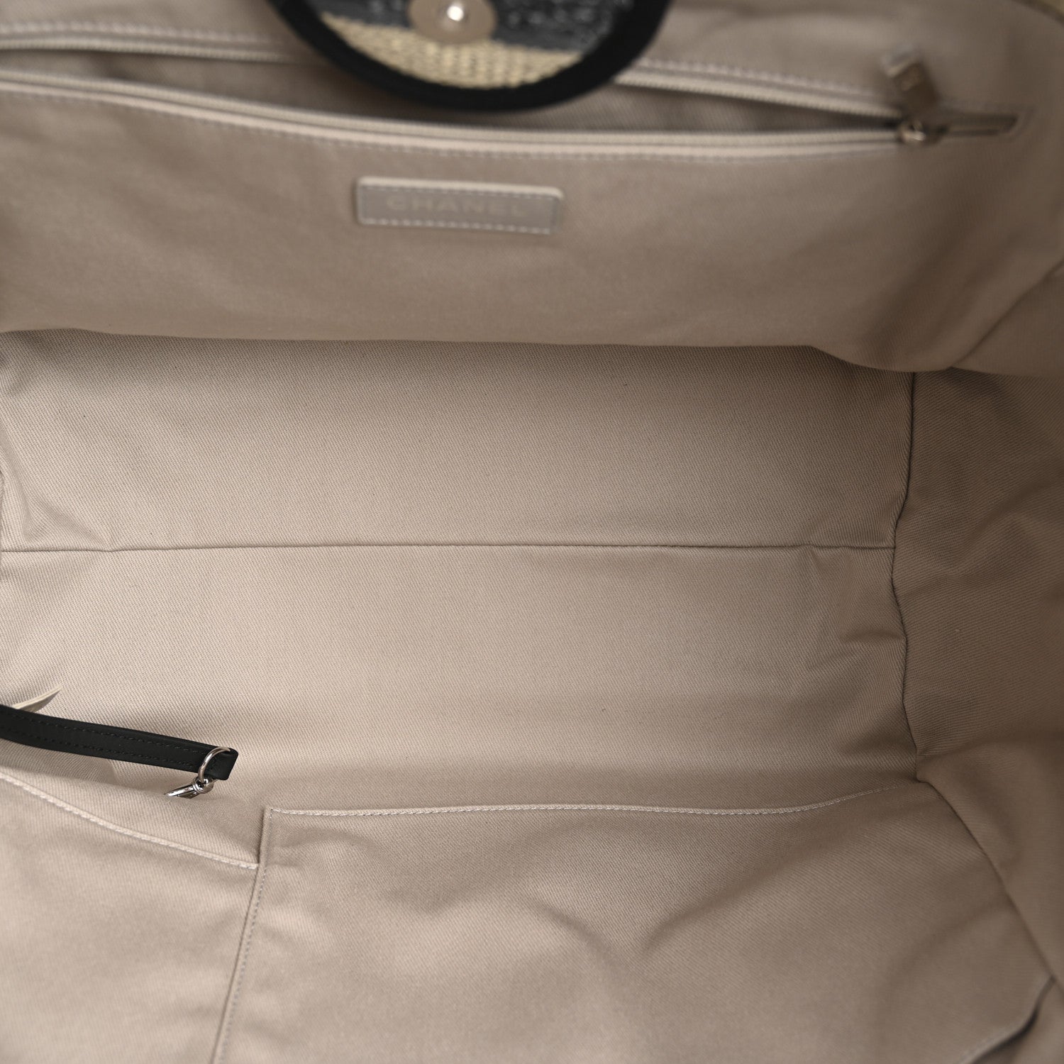 Striped Canvas Medium Deauville Tote Grey Black