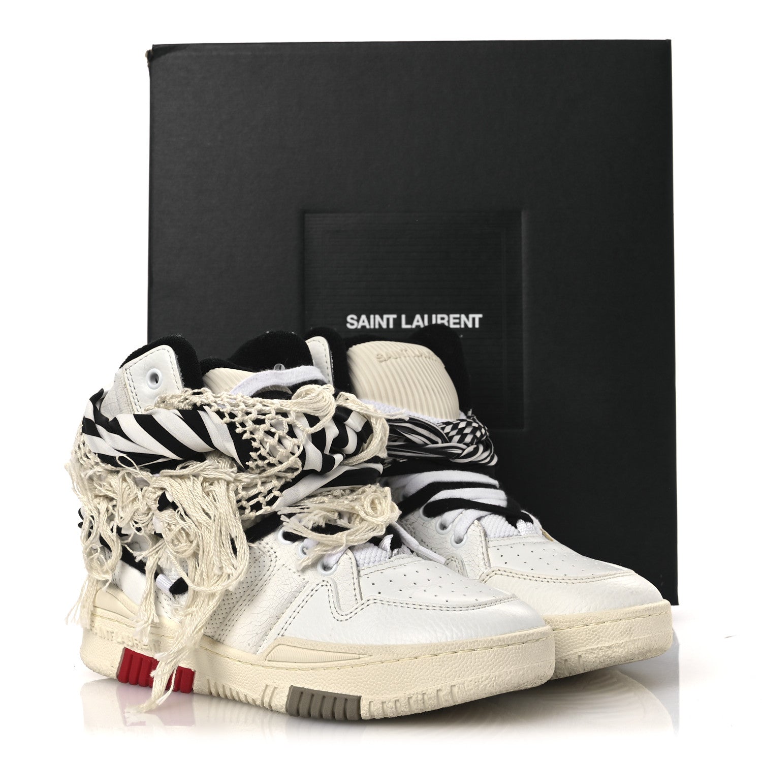 Calfskin Smith High Top Sneakers 36 White Black