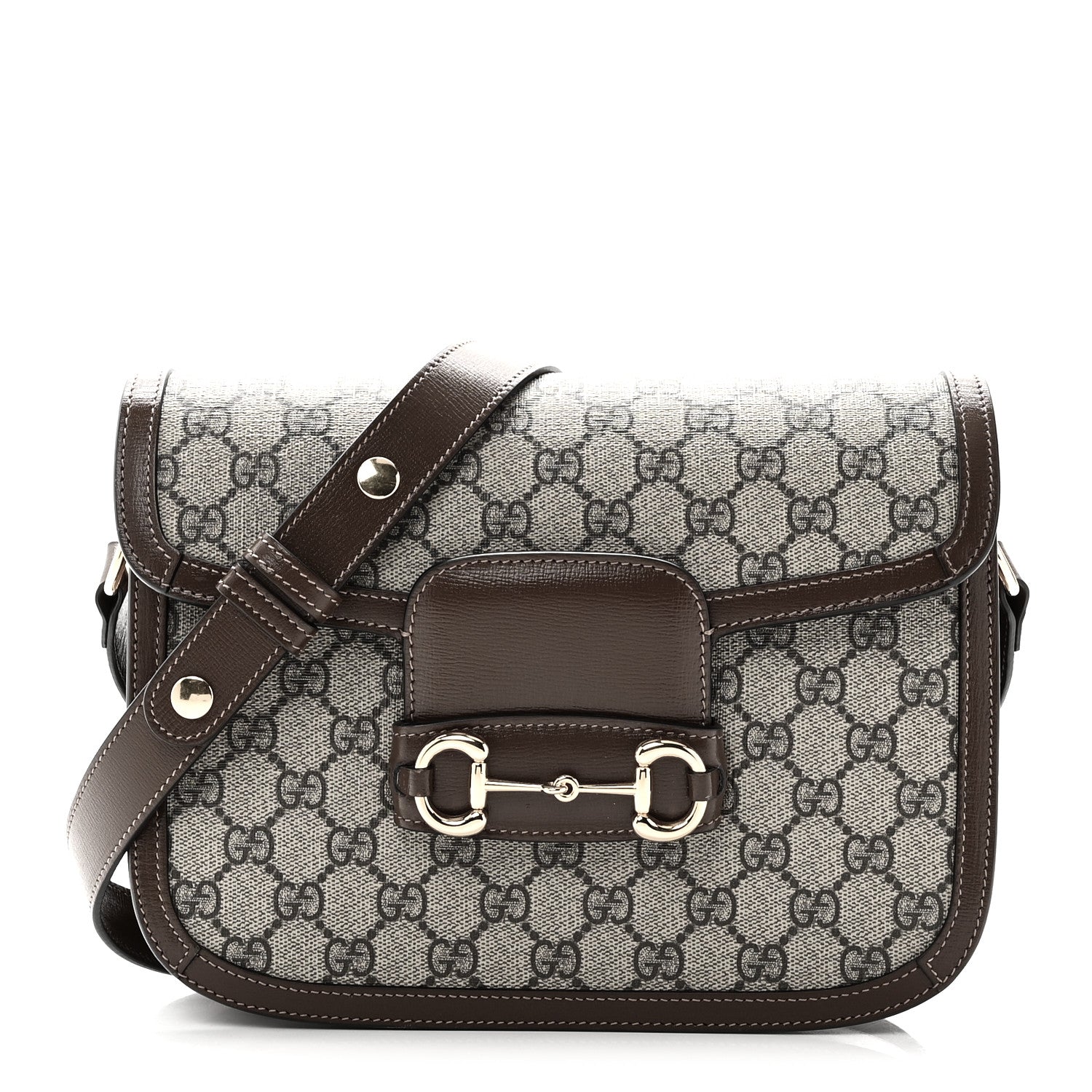 GG Supreme Monogram Horsebit 1955 Shoulder Bag Beige Brown Sugar