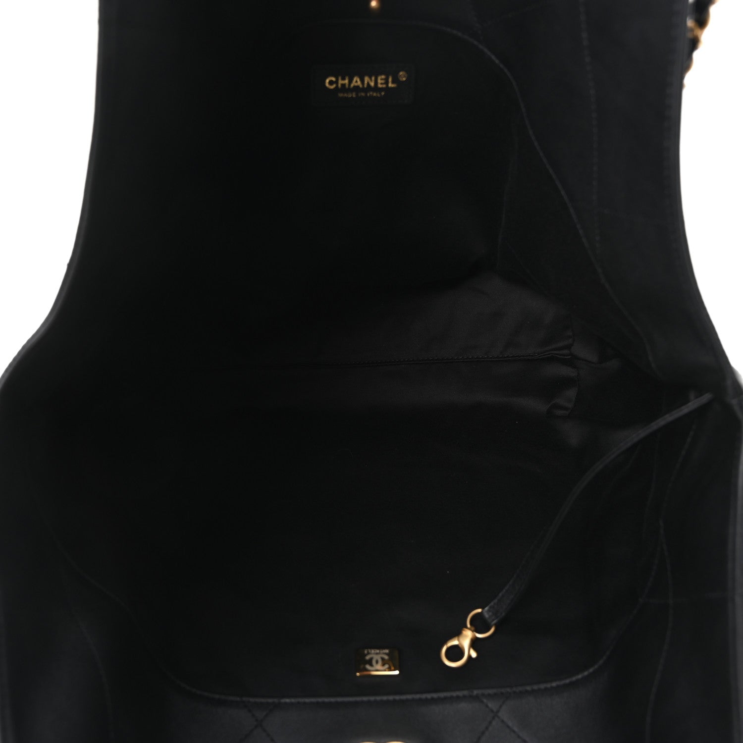 Calfskin Quilted Small Shopping Bag Black