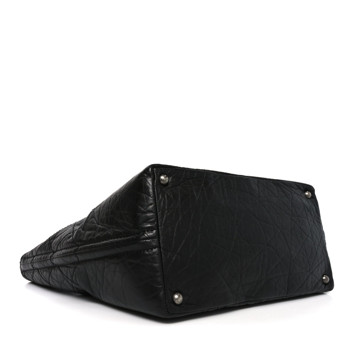 Aged Calfskin Small Shopping in Moscow Tote Black
