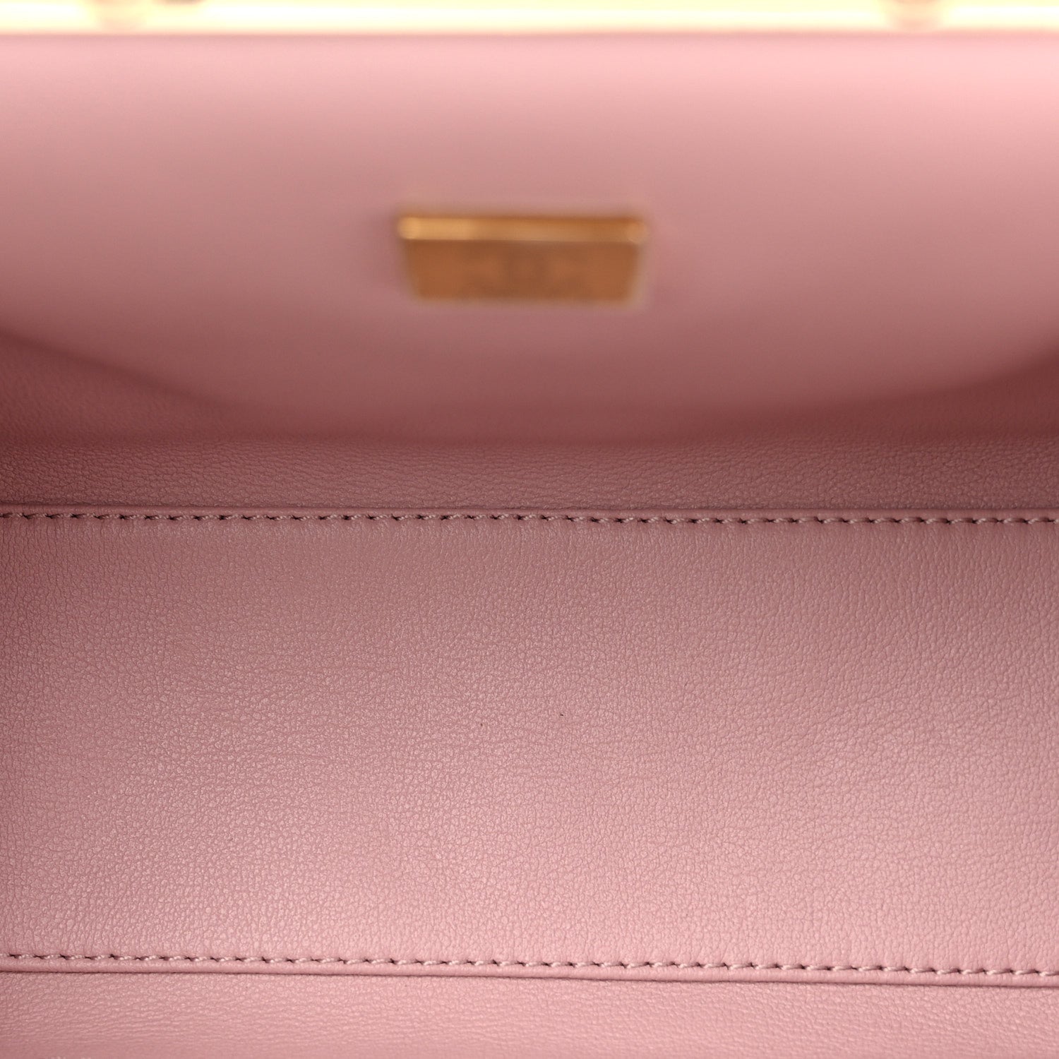 Lambskin Quilted Chain Frame Clutch Pink