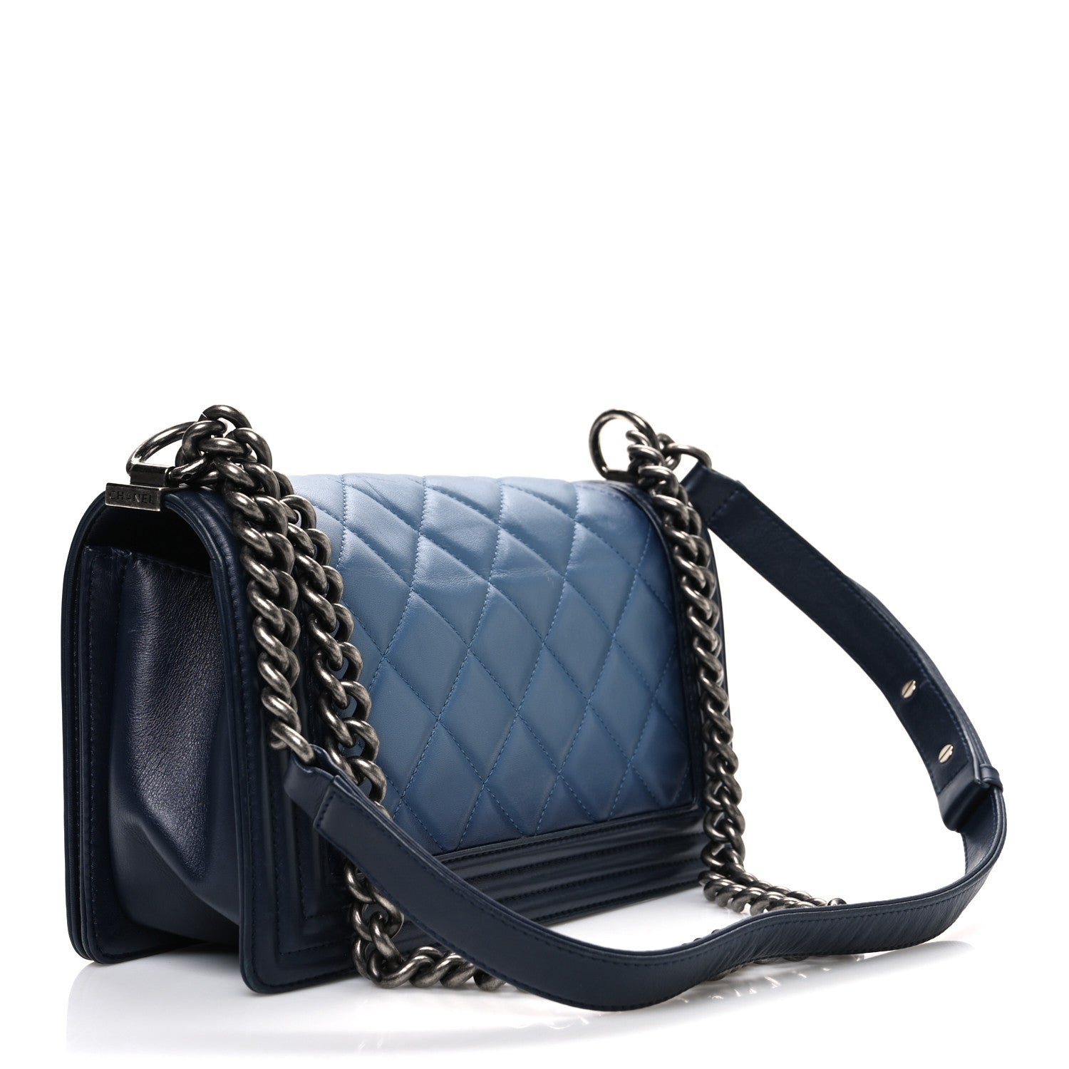 Calfskin Ombre Faded Quilted Medium Boy Flap Blue