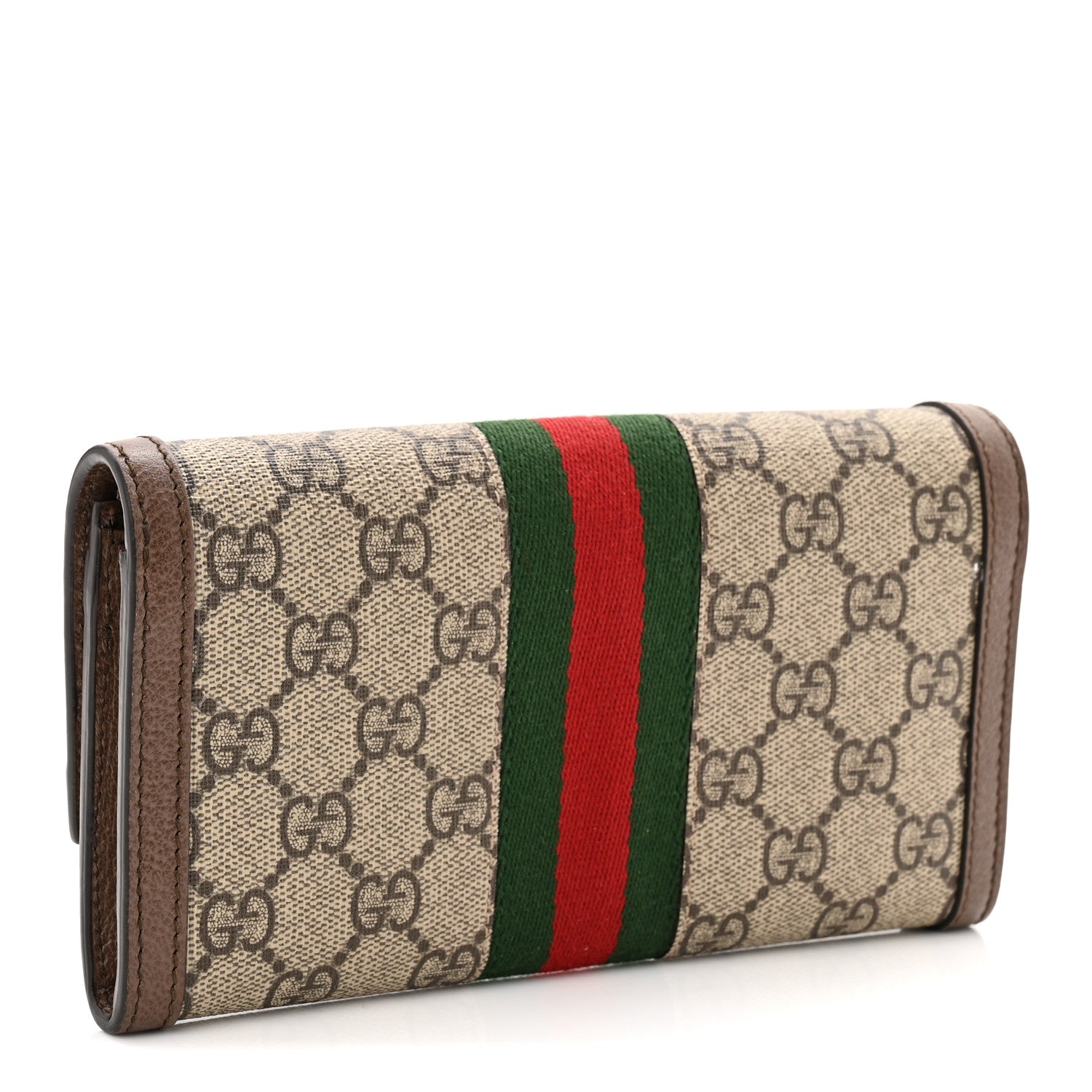 GG Supreme Monogram Web Ophidia Continental Wallet Brown