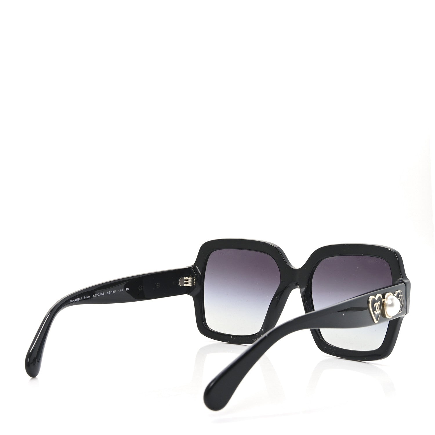 Acetate Charms Pearl Square Sunglasses 5479 Black Gold