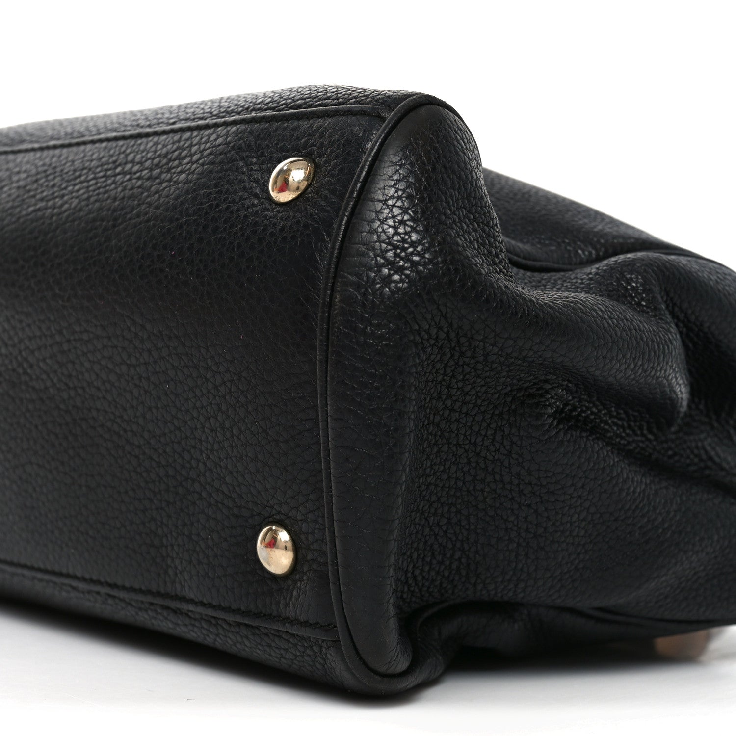 Pebbled Calfskin Medium Bamboo Shopper Tote Black