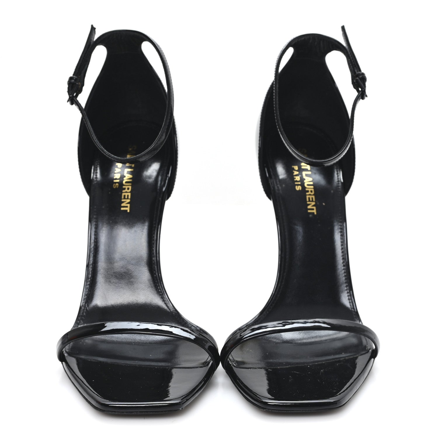 Patent Calfskin Opyum 110 Sandals 39.5 Black Gold