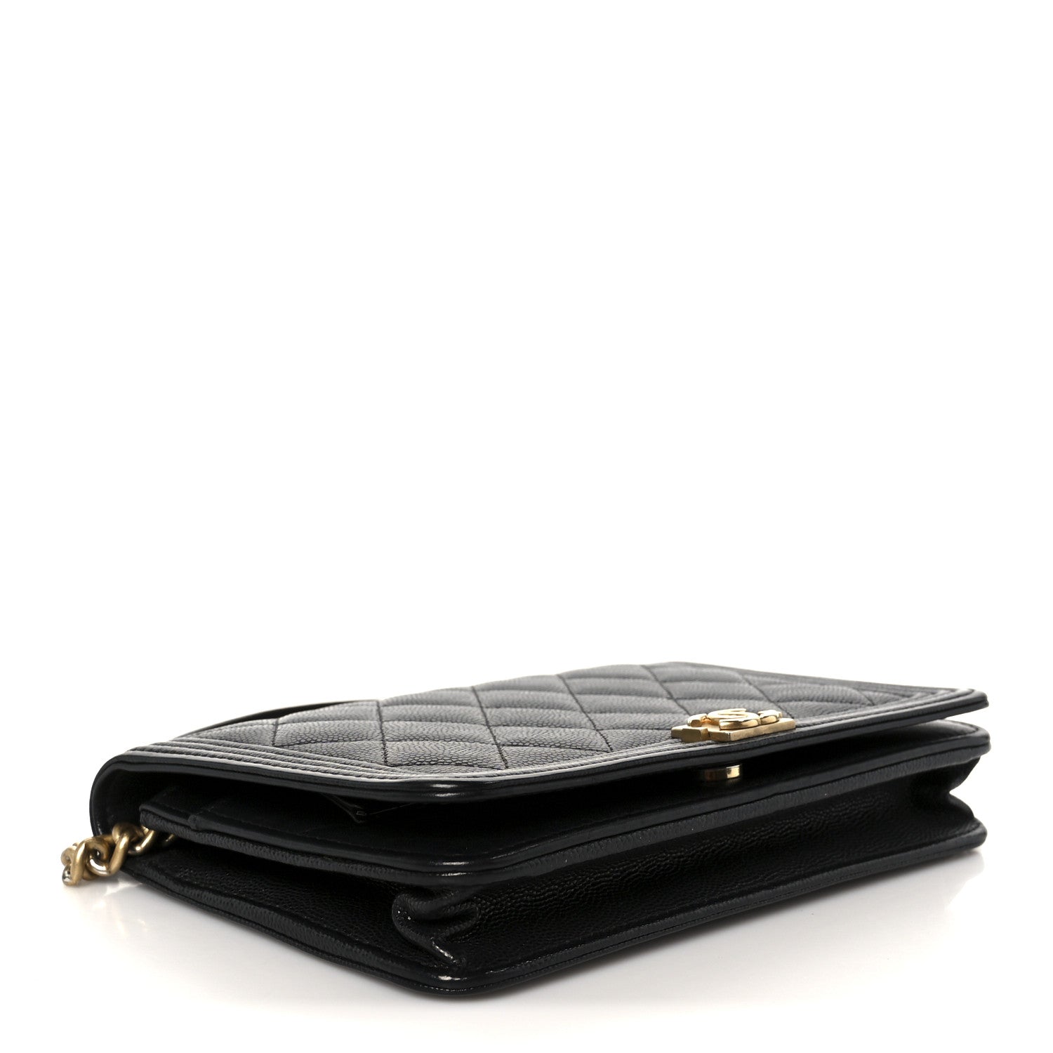 Caviar Quilted Boy Wallet On Chain WOC Black