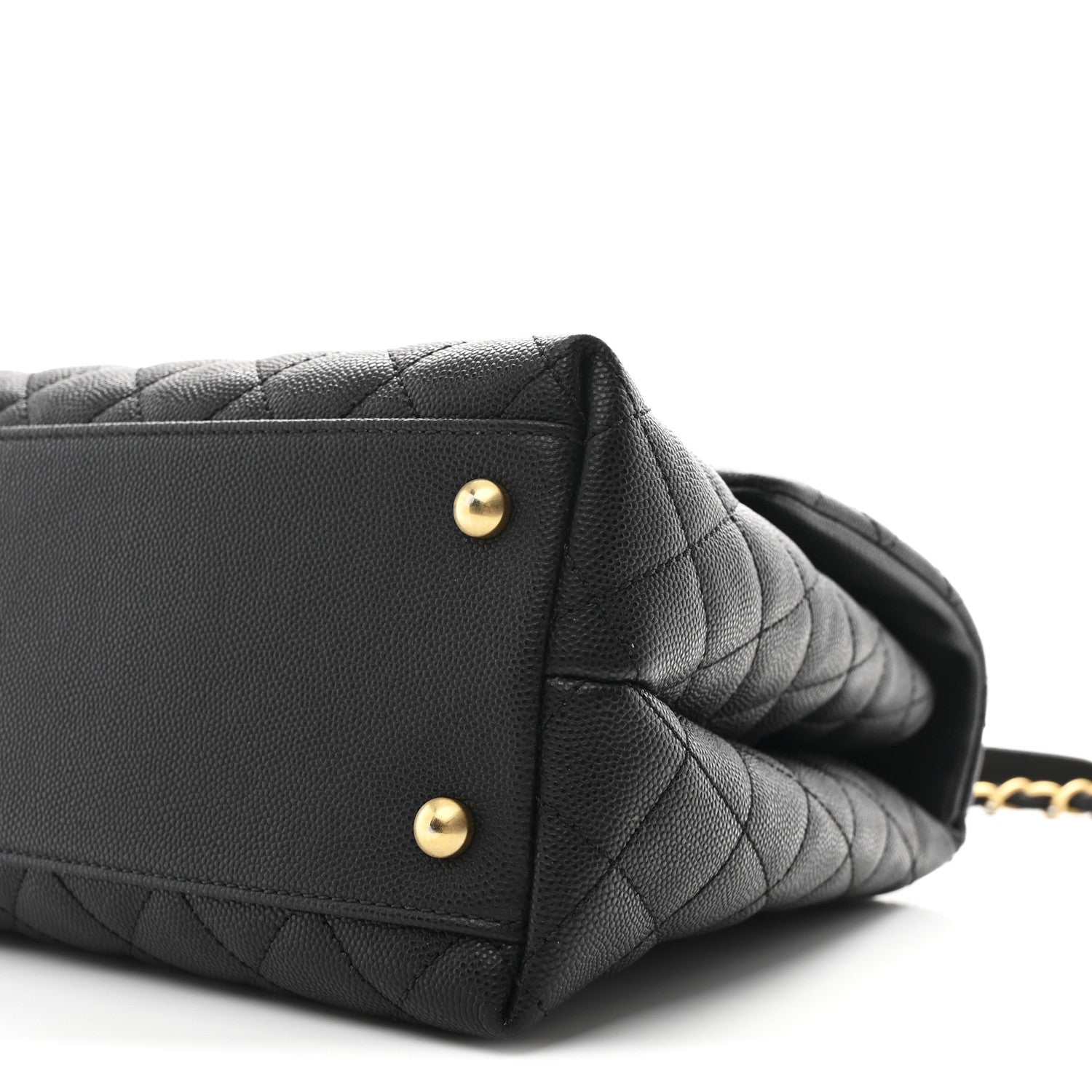 Caviar Lizard Quilted Medium Coco Handle Flap Black