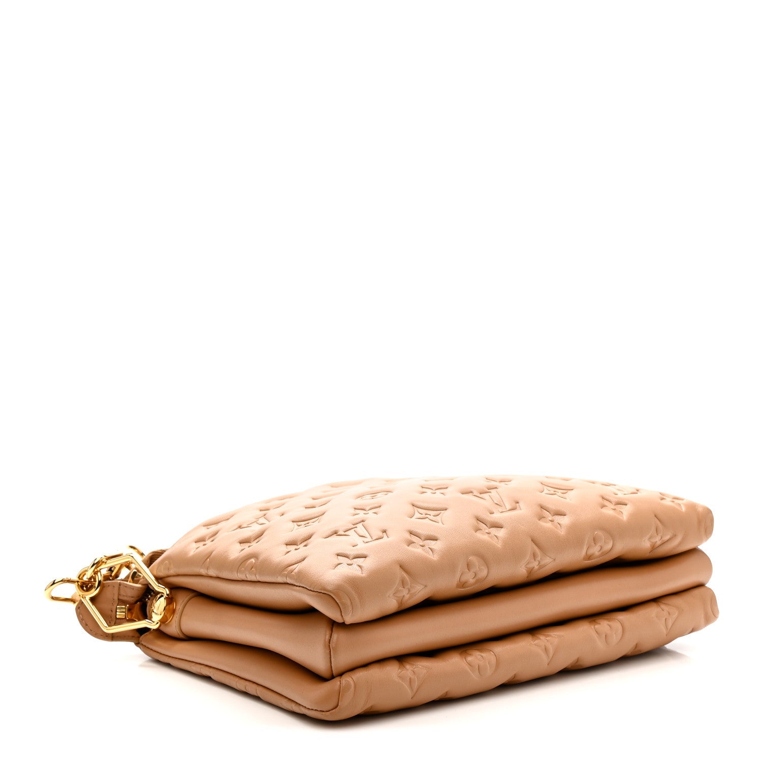 Lambskin Embossed Monogram Coussin PM Camel