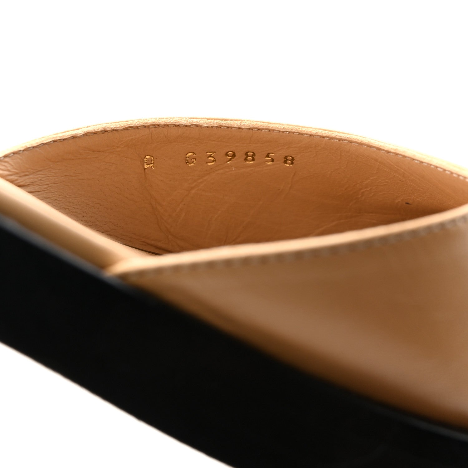 Shiny Goatskin Mary Jane Flats 38.5 Beige Black