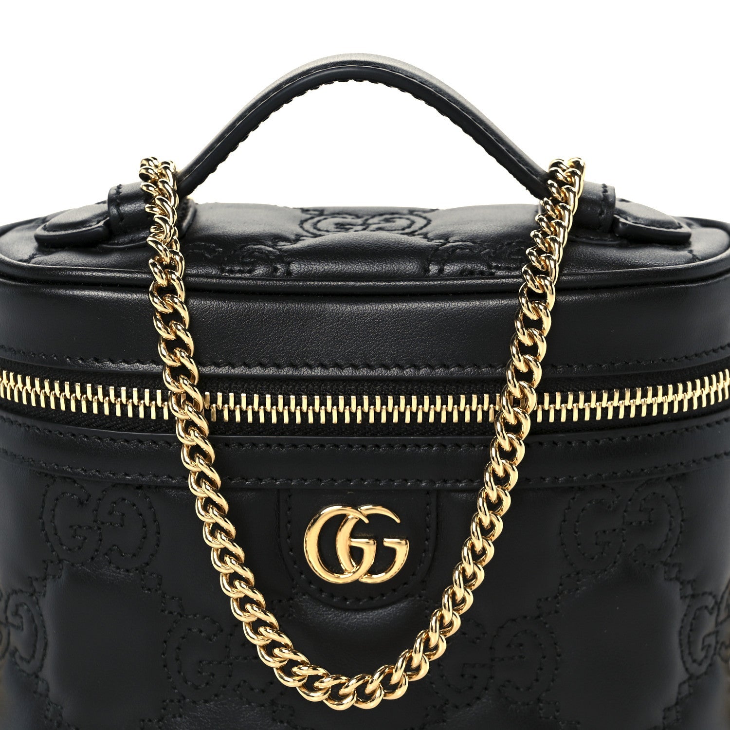 Calfskin GG Matelasse Mini Top Handle Bag Black