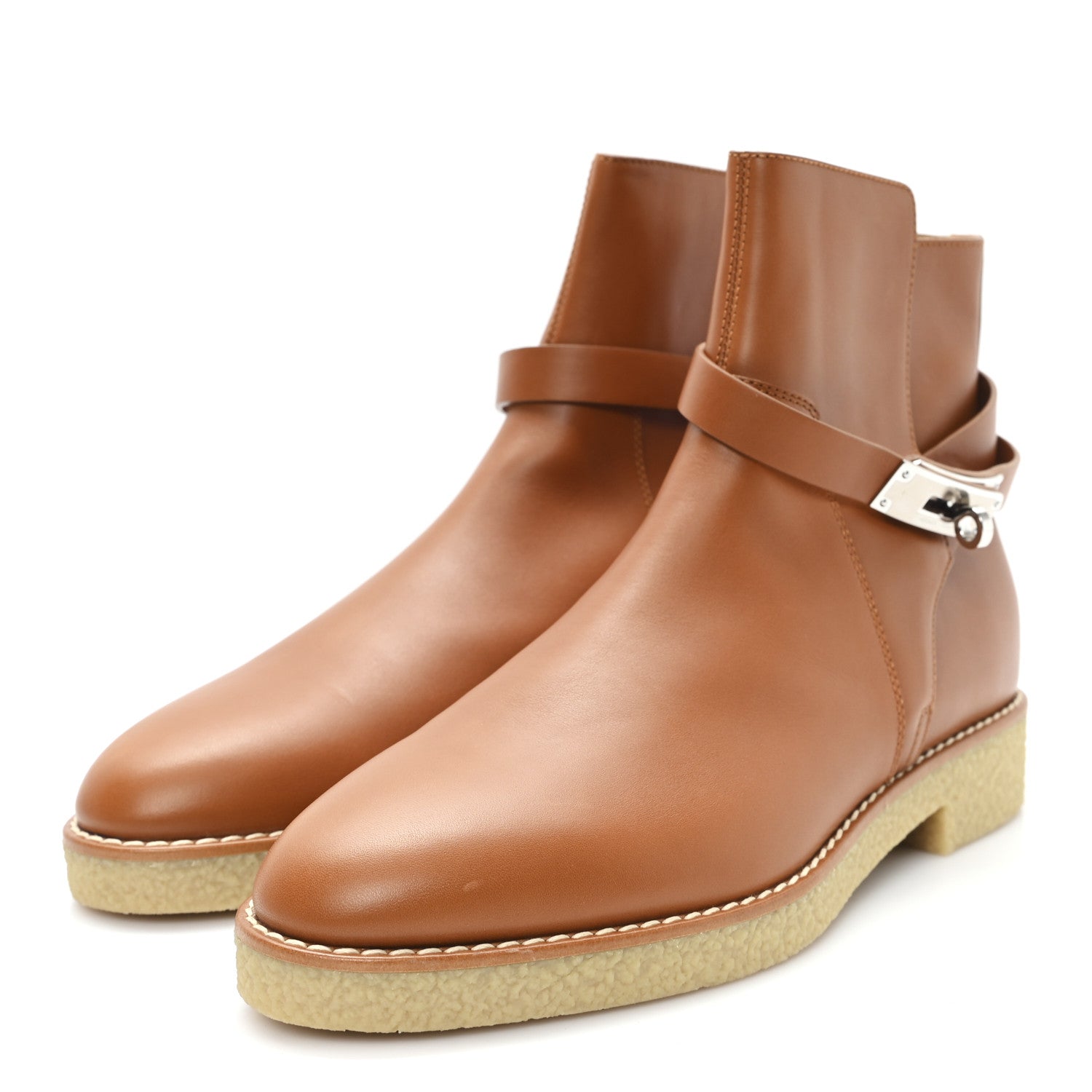 Heritage Calfskin Follow Ankle Boots 40.5 Naturel