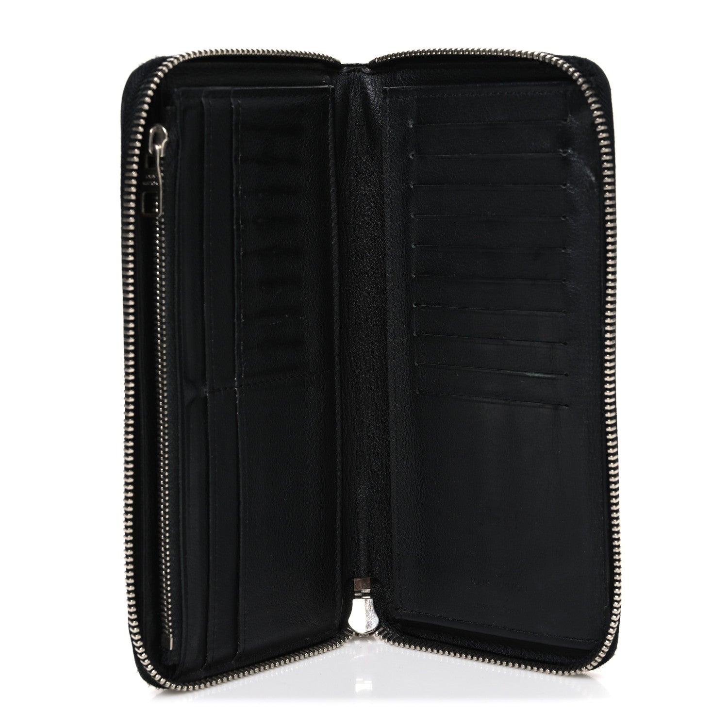 Taurillon Vertical Zippy Wallet Black
