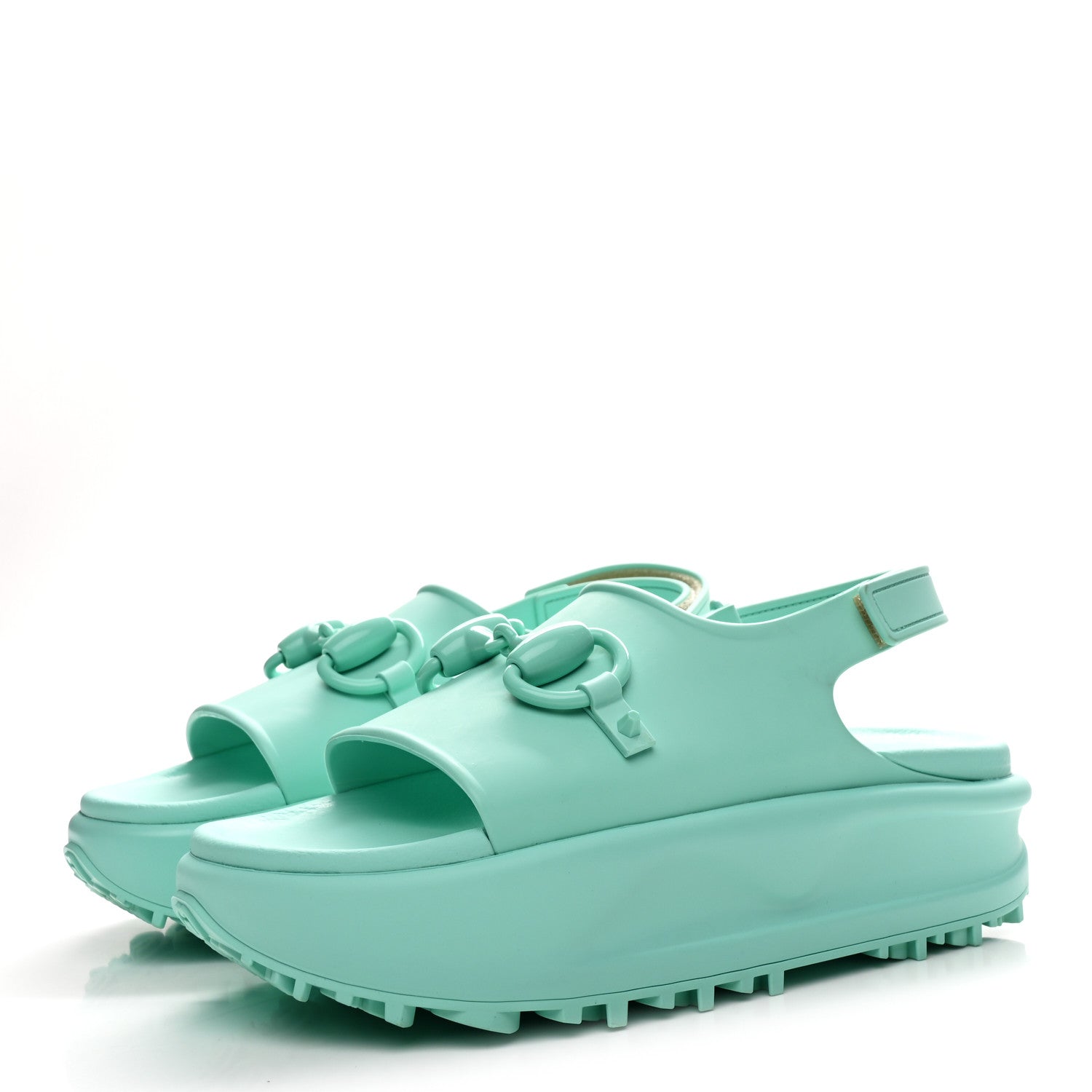 Soft Rubber Horsebit Womens Slingback Sandals 39 Teal Cyan