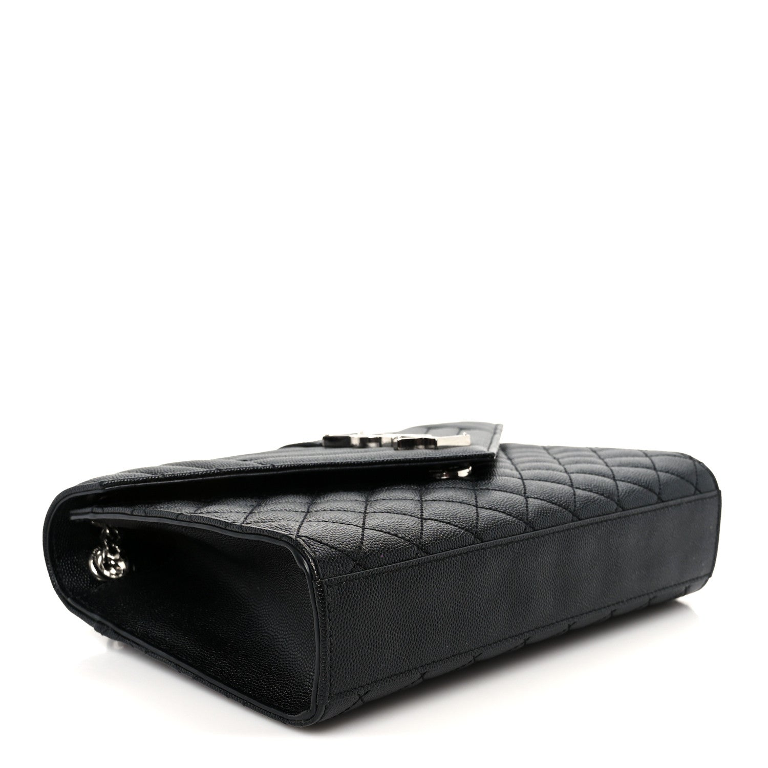 Grain De Poudre Textured Mixed Matelasse Triquilt Medium Monogram Satchel Black