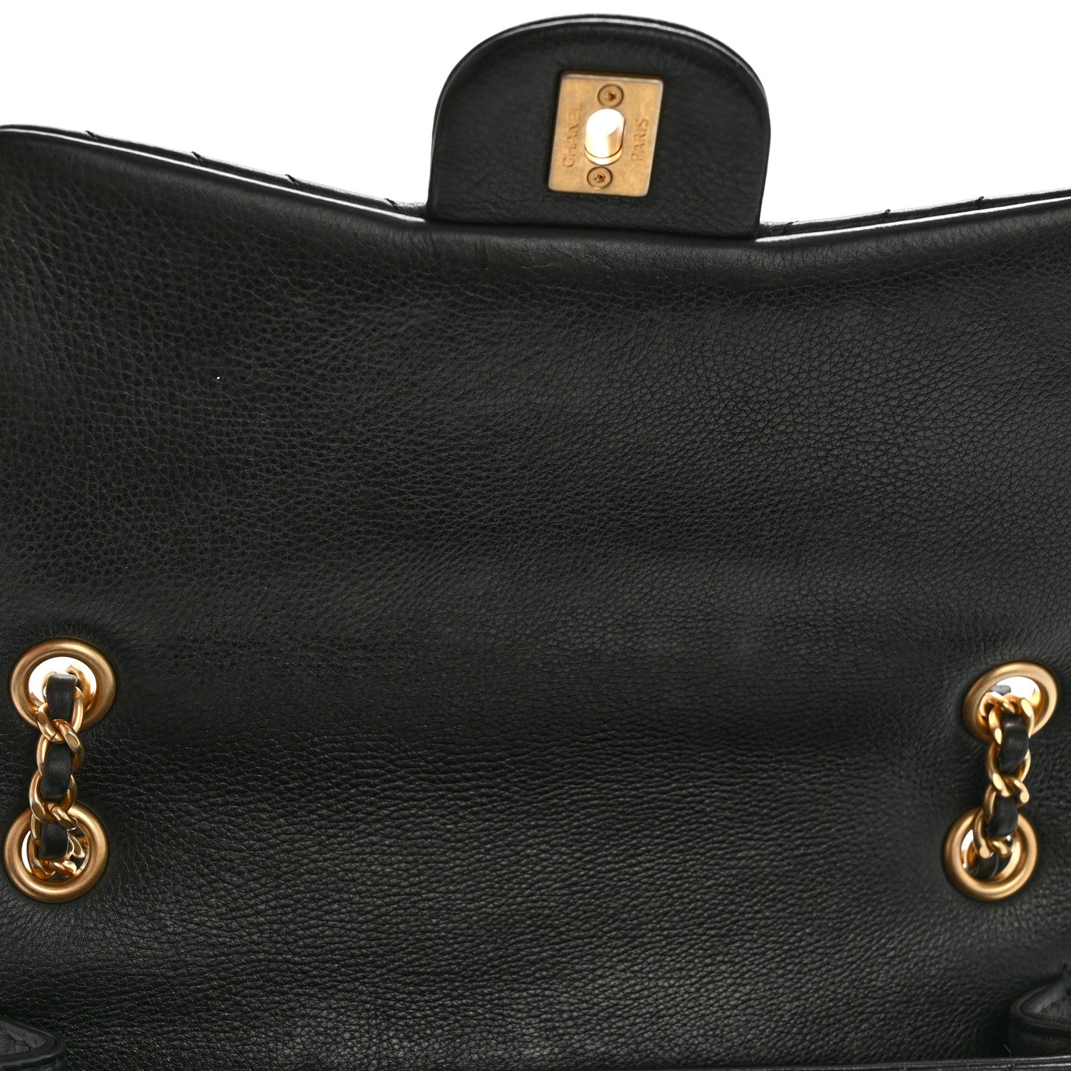 Calfskin Chevron Quilted Mini Rock The Corner Flap Black