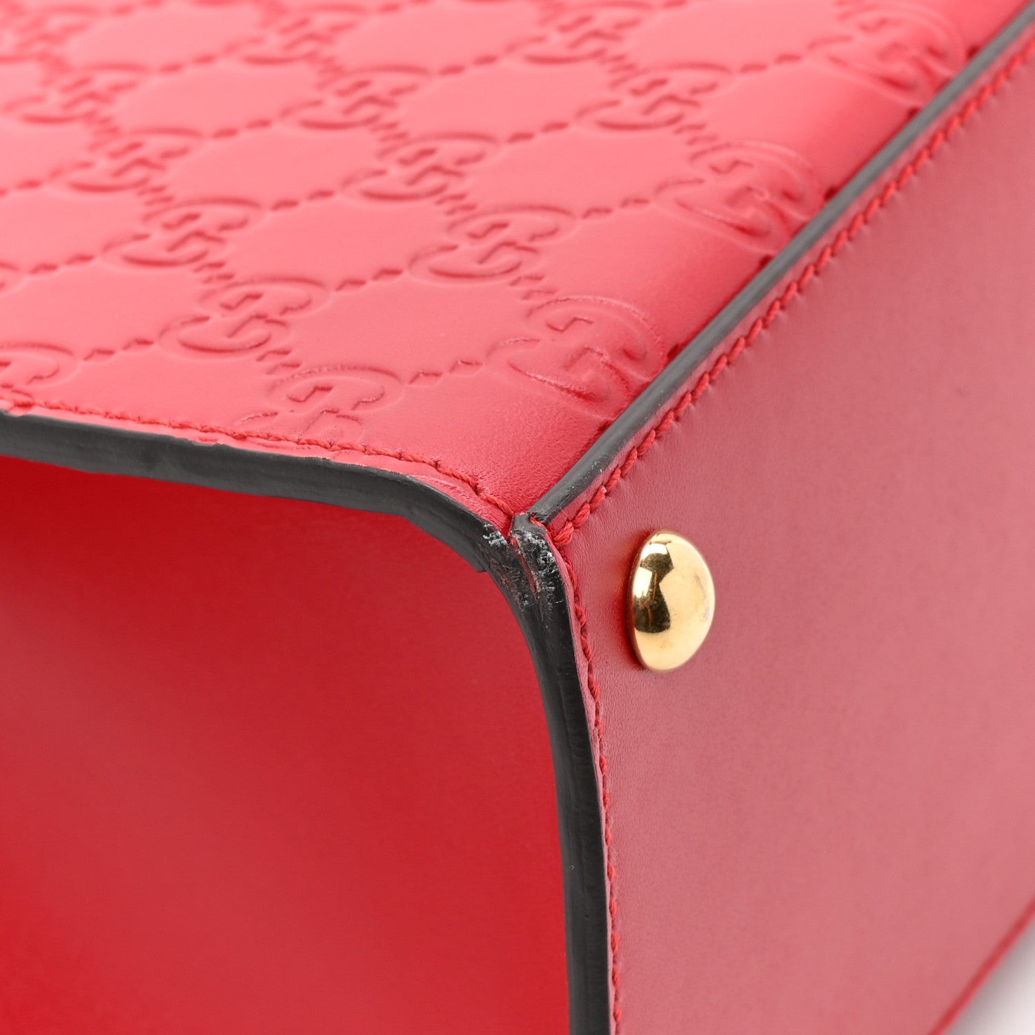 Guccissima Signature Medium Padlock Top Handle Bag Hibiscus Red
