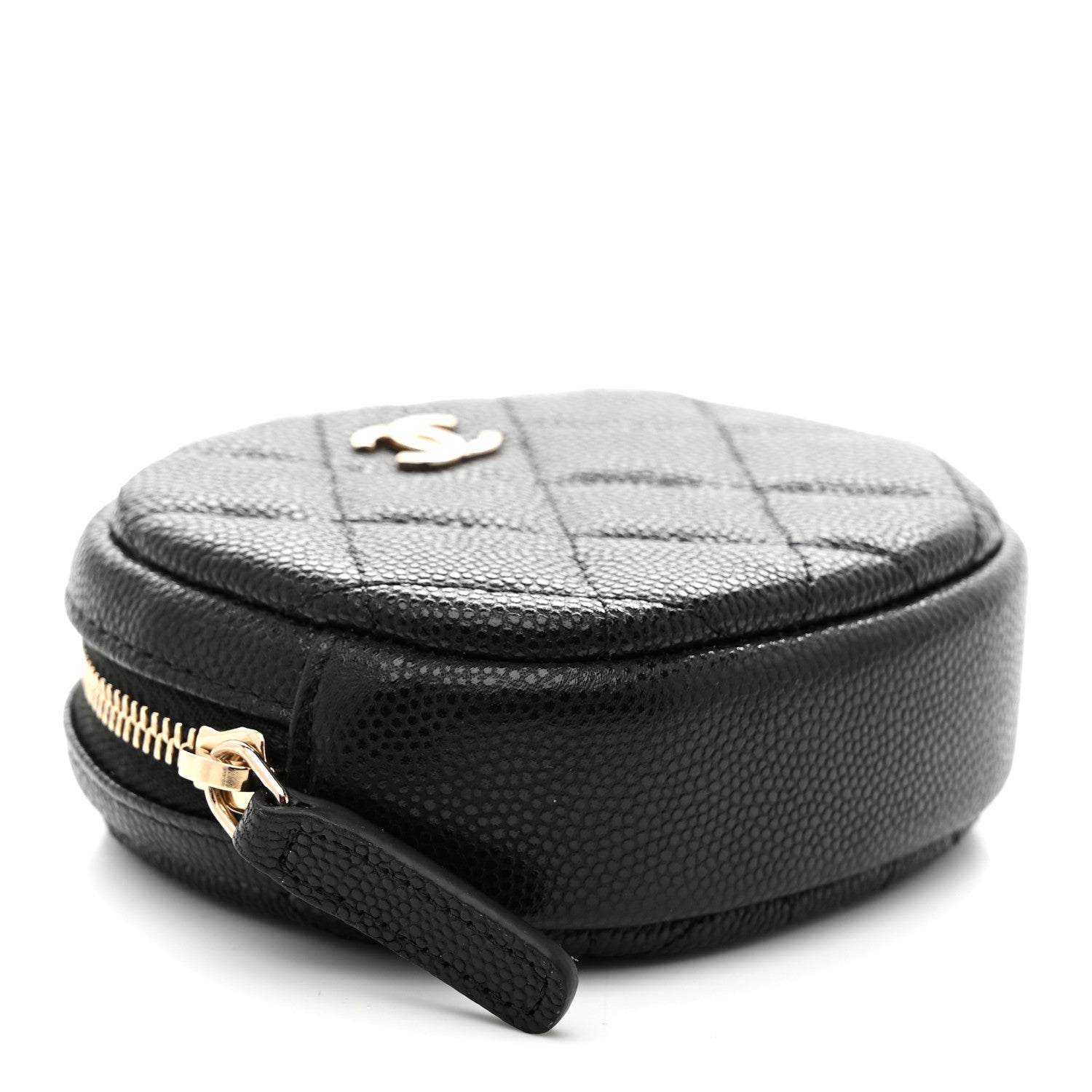 Caviar Quilted Zip Around Classic Coin Purse Black