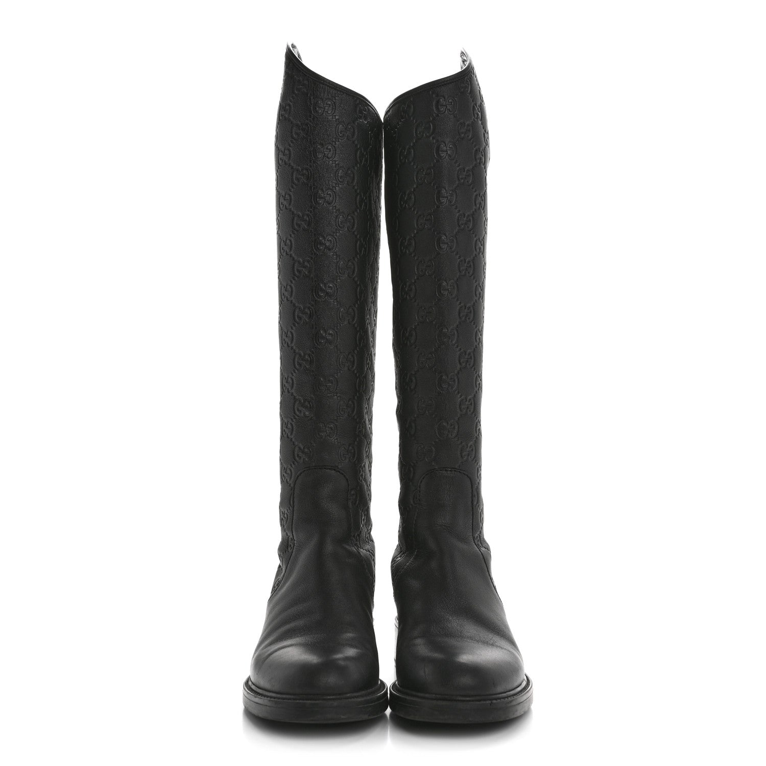 Guccissima Calfskin Miro Soft Knee High Riding Boots 35 Black