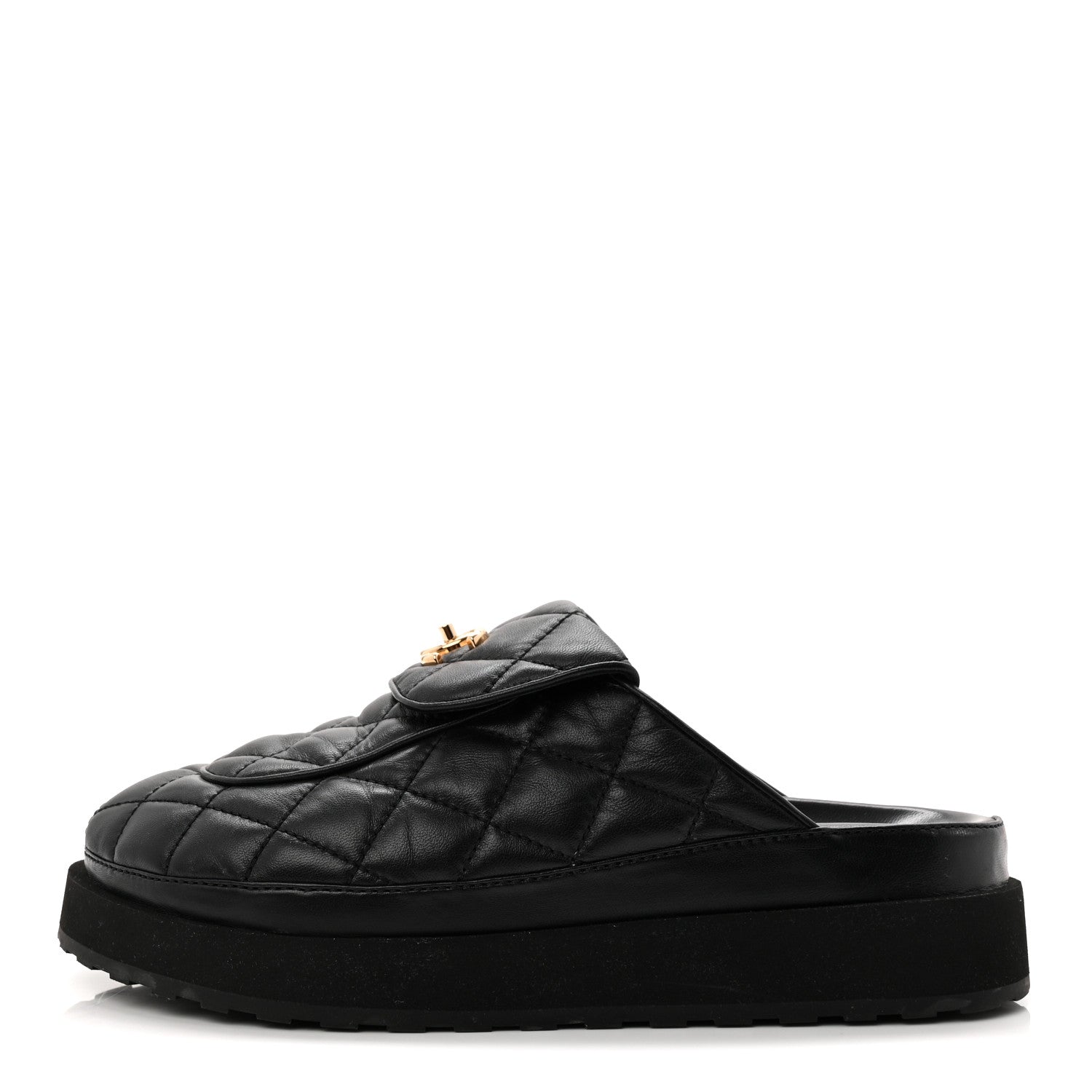 Lambskin Quilted CC Turnlock Mules 40 Black