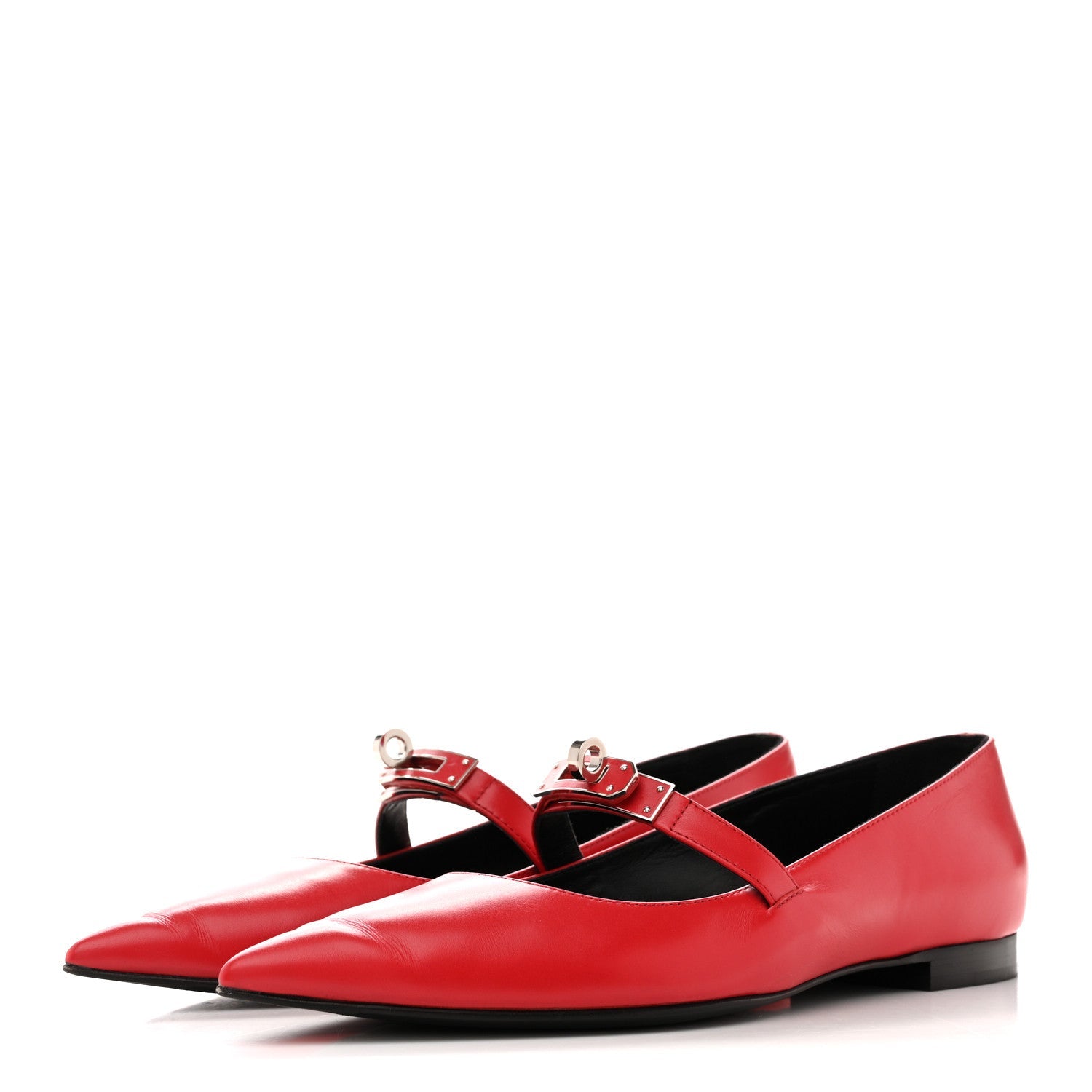 Calfskin Kelly Ballet Flats 36.5 Rouge Vif