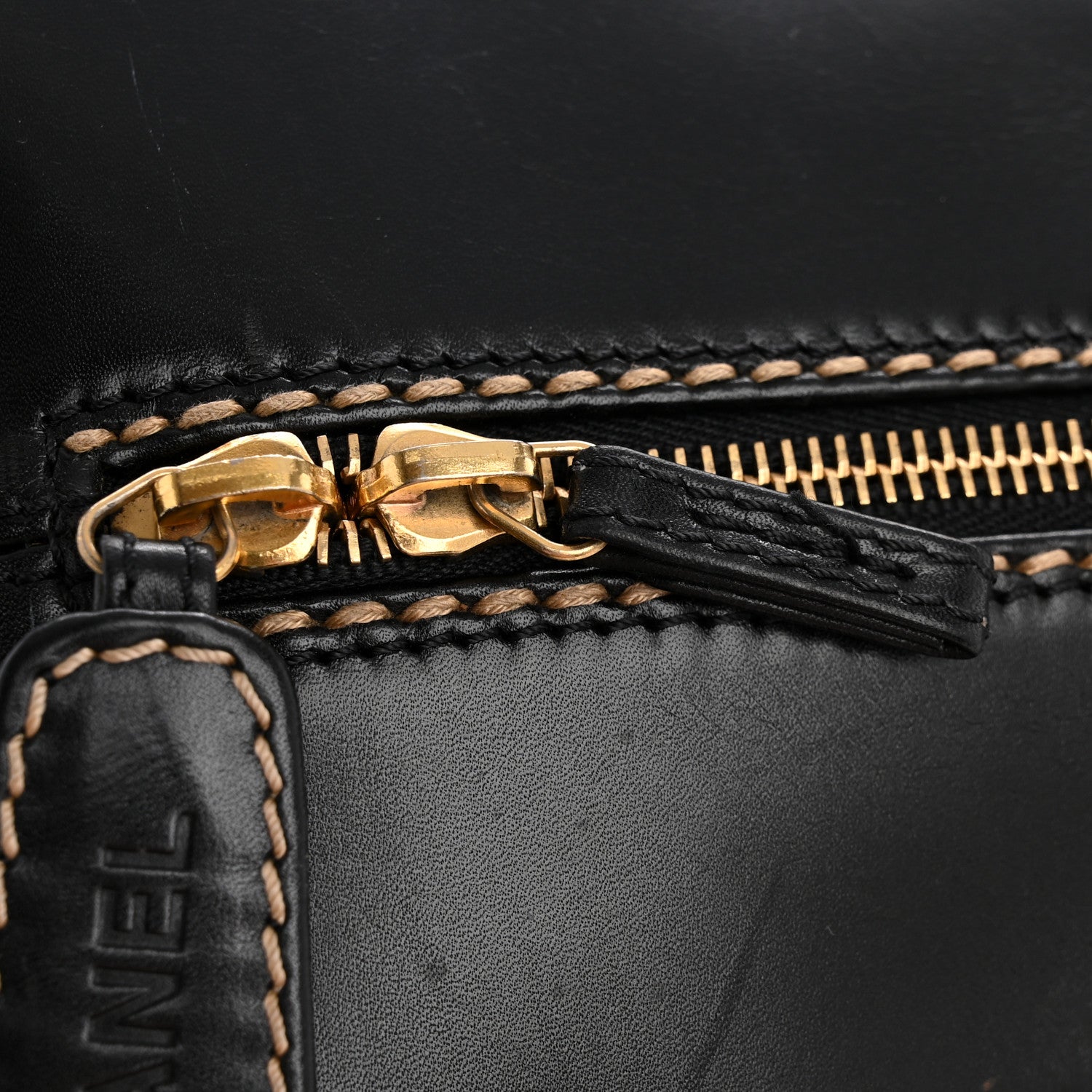 Calfskin Wild Stitch Vertical Top Handle Bag Black