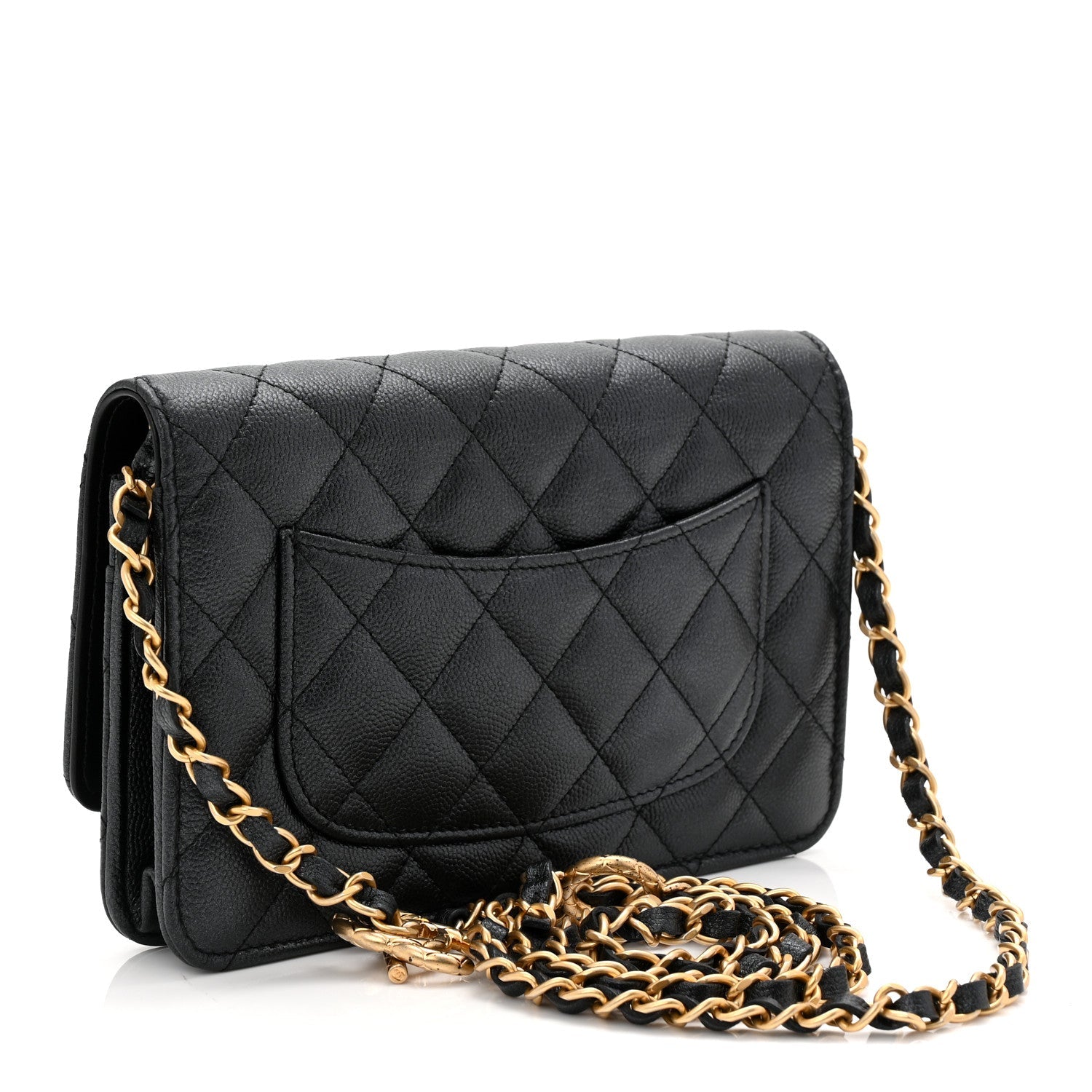 Caviar Quilted CC Turnlock Wallet On Chain WOC Black
