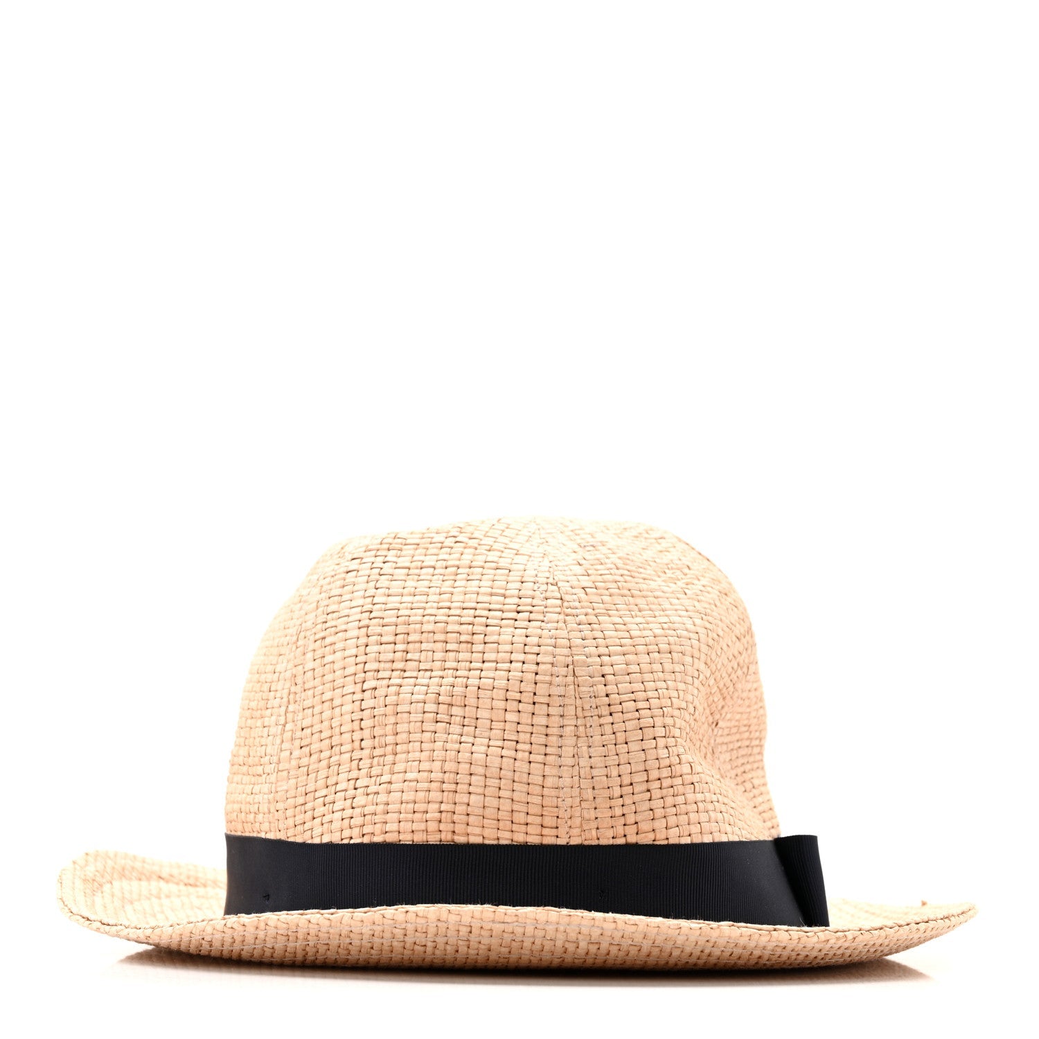 Straw Grosgrain Wide Brim Hat L Black