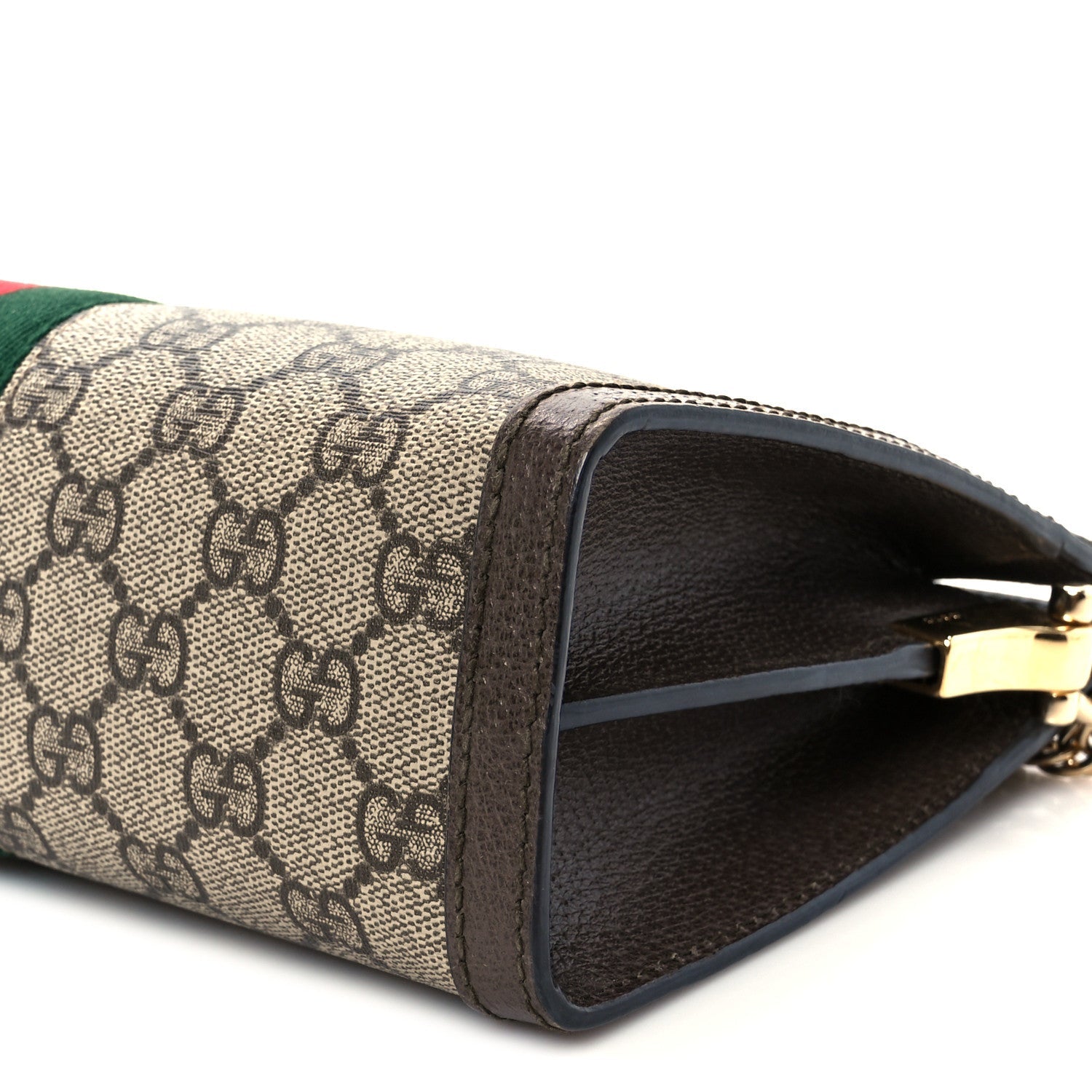 GG Supreme Monogram Web Small Ophidia Chain Shoulder Bag Brown